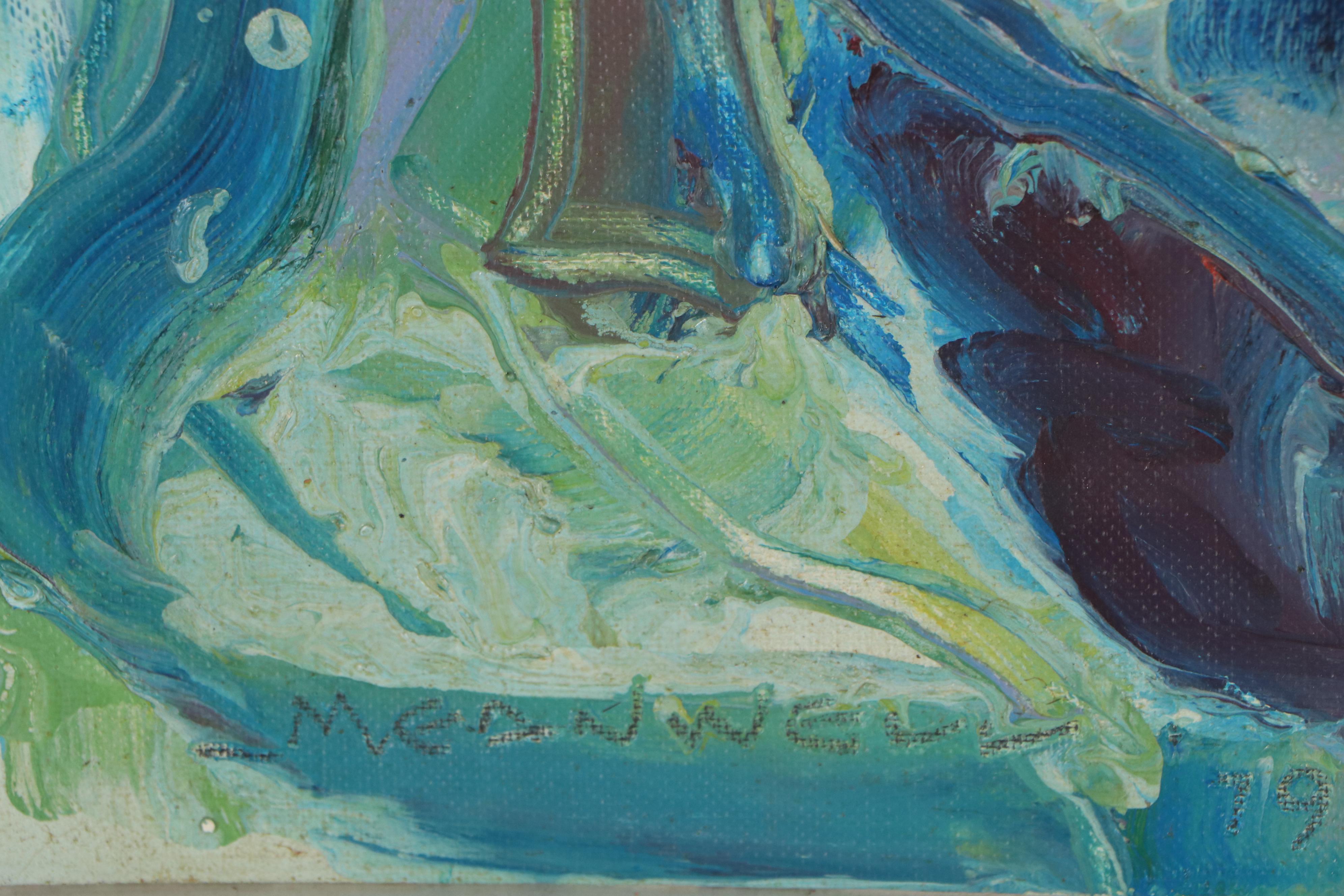 Jack Meanwell Abstract Oil Painting "Northern Rocks and Reflections," 1979