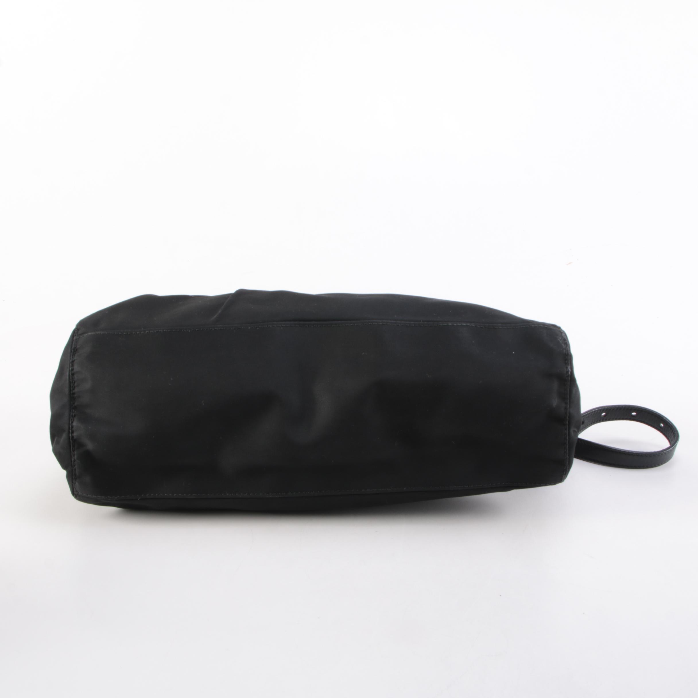 Prada Tessuto Satchel in Black Nylon with Woven Leather Handles