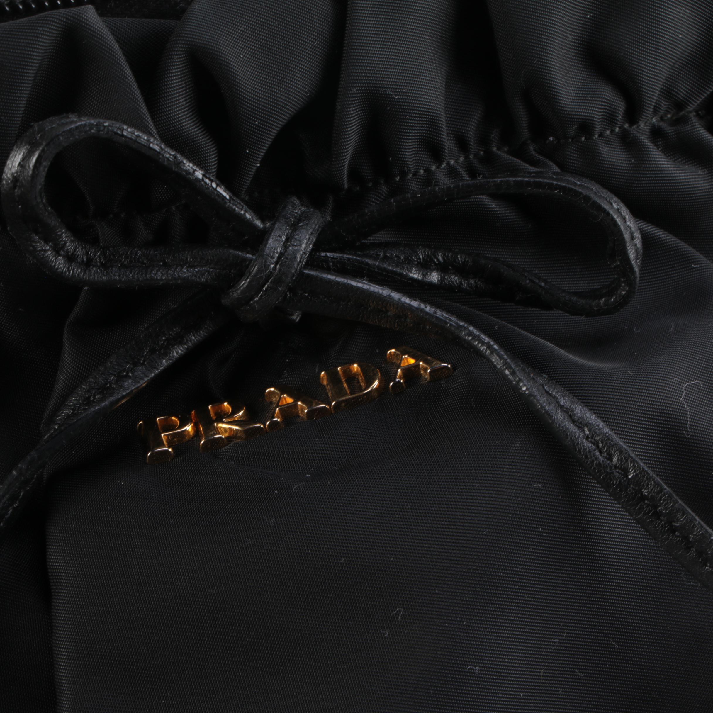 Prada Tessuto Satchel in Black Nylon with Woven Leather Handles