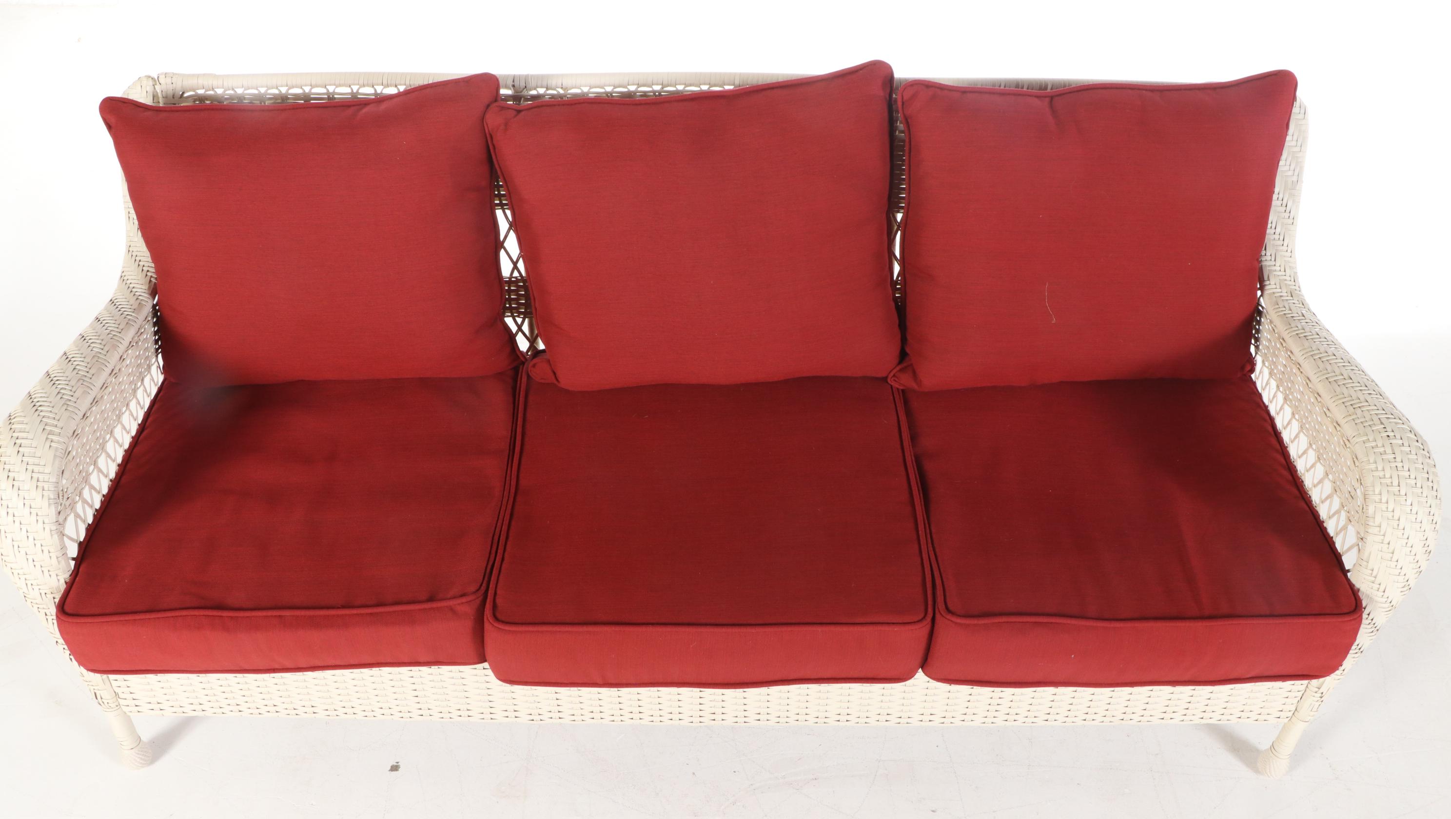 White Resin Wicker Patio Sofa