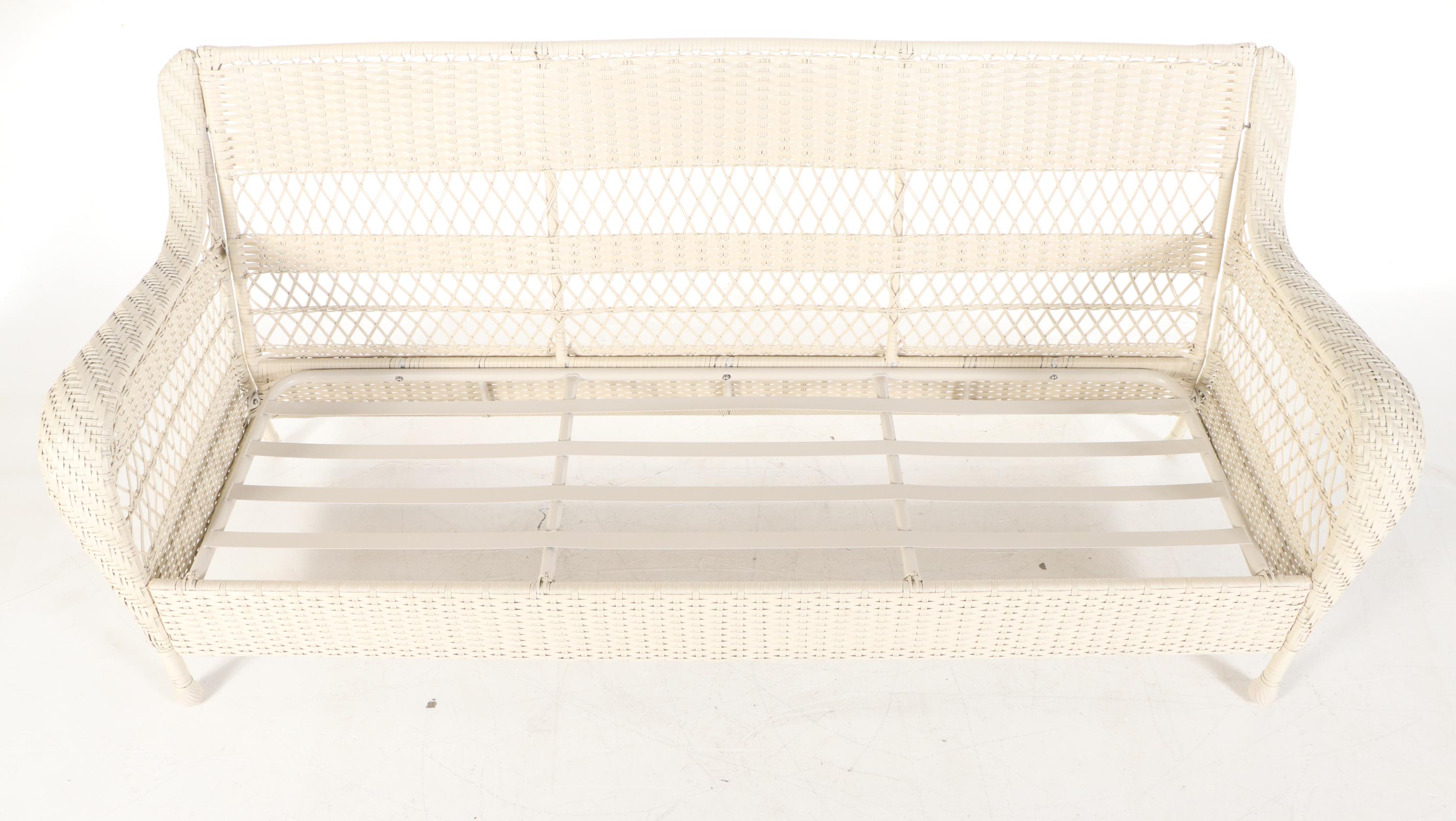White Resin Wicker Patio Sofa