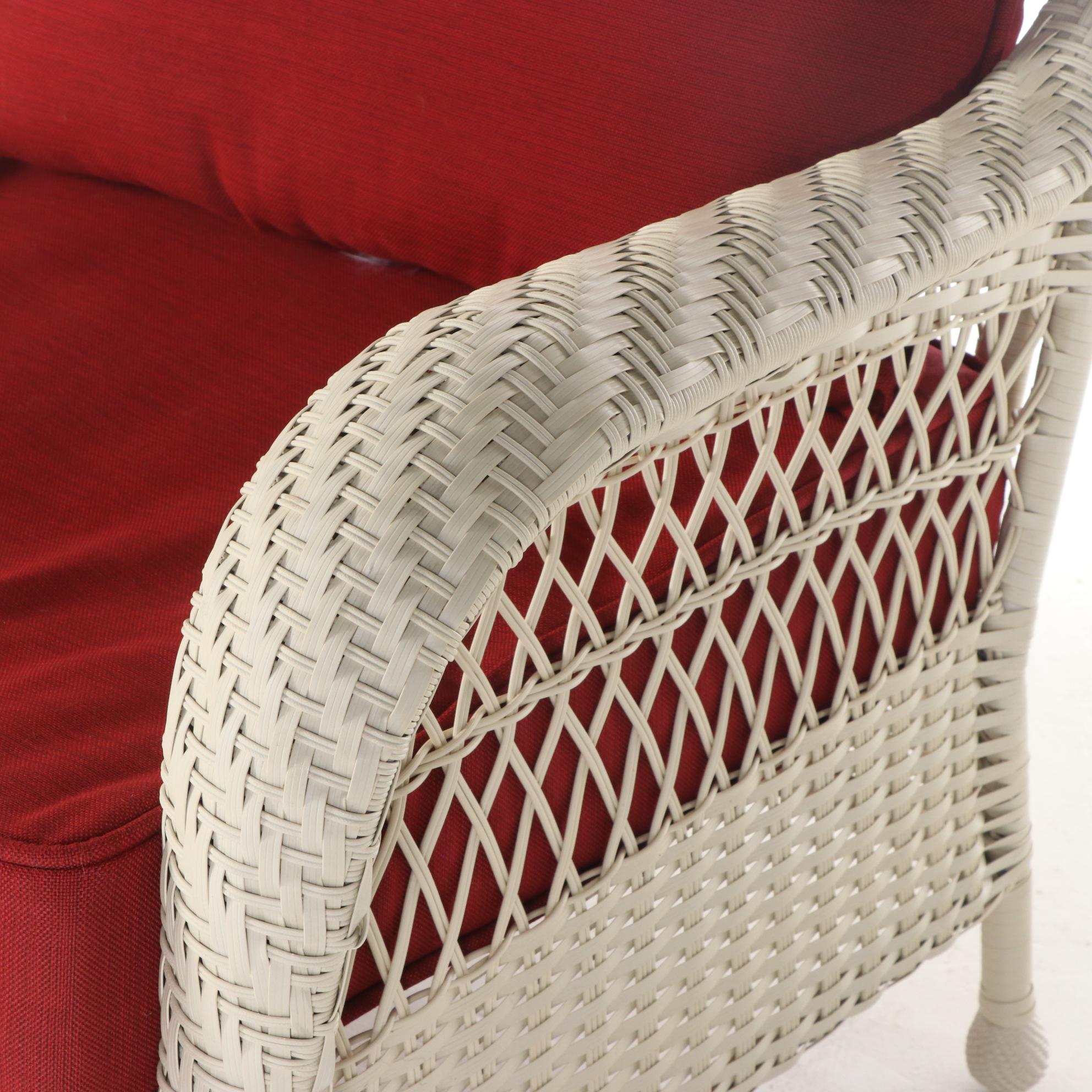 White Resin Wicker Patio Sofa