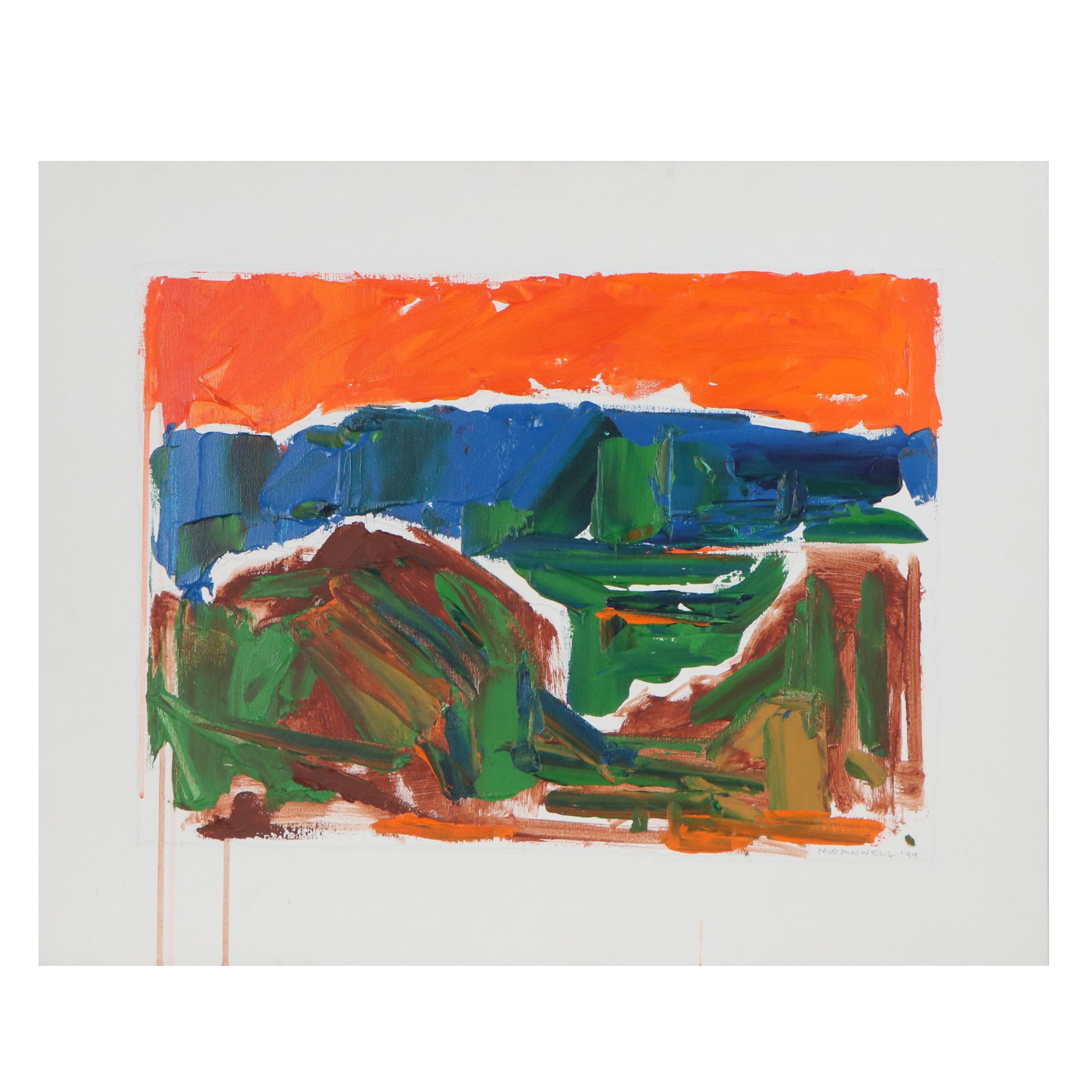 Jack Meanwell Oil Painting "Orange Sky/Blue Horizon," 1999