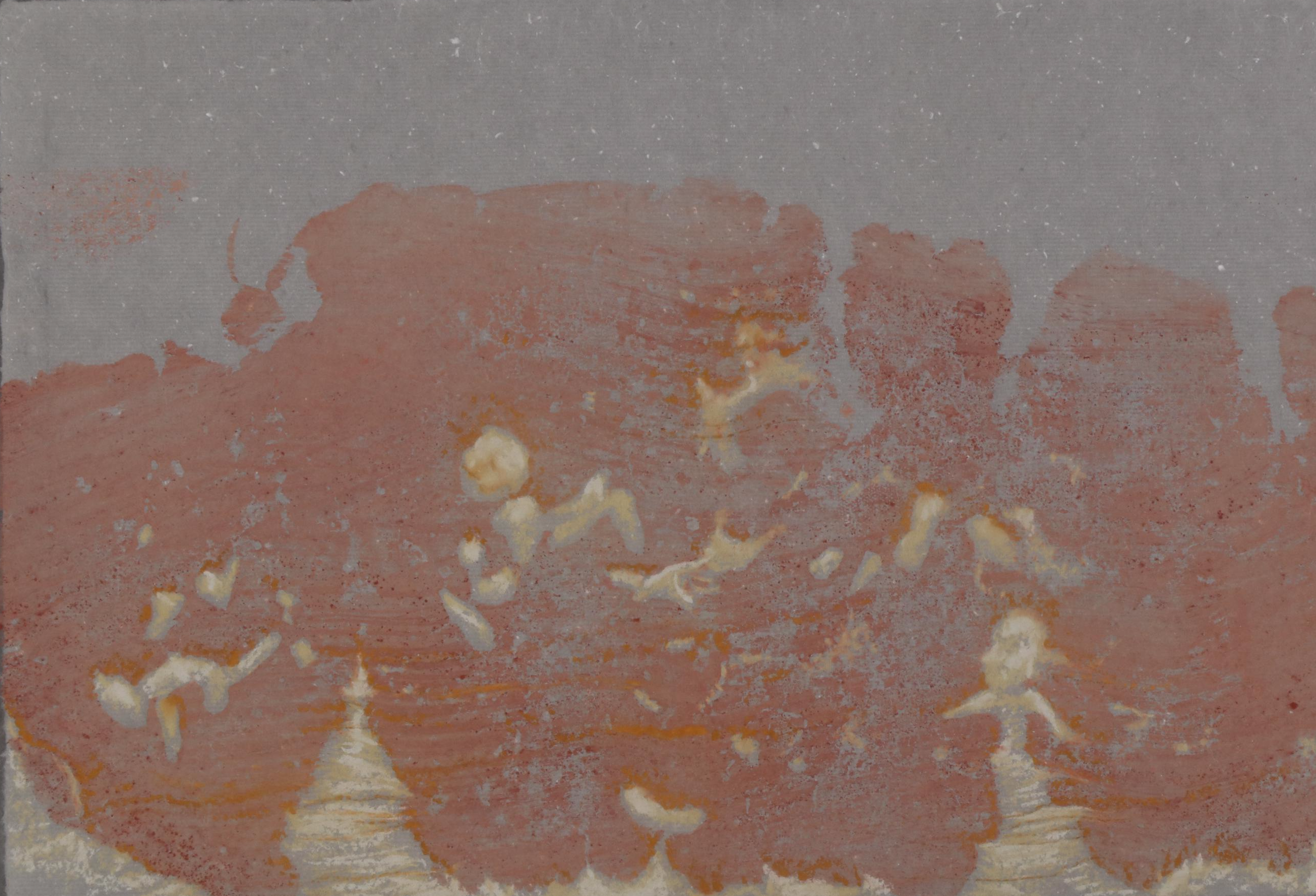 Paula Nees Gouache Painting of Abstract Composition, 1999