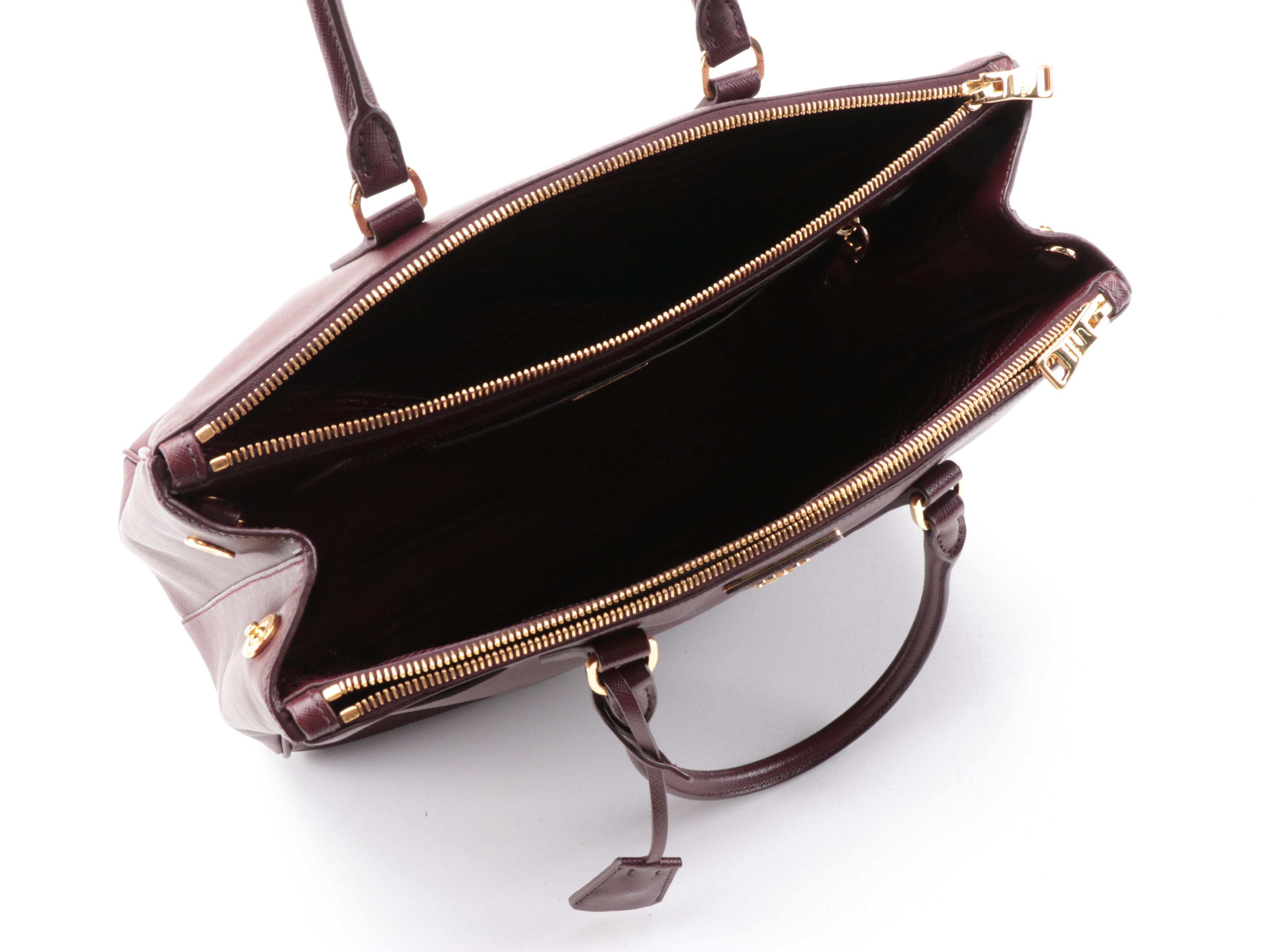 Prada Large Galleria Bag in Bordeaux Saffiano Leather