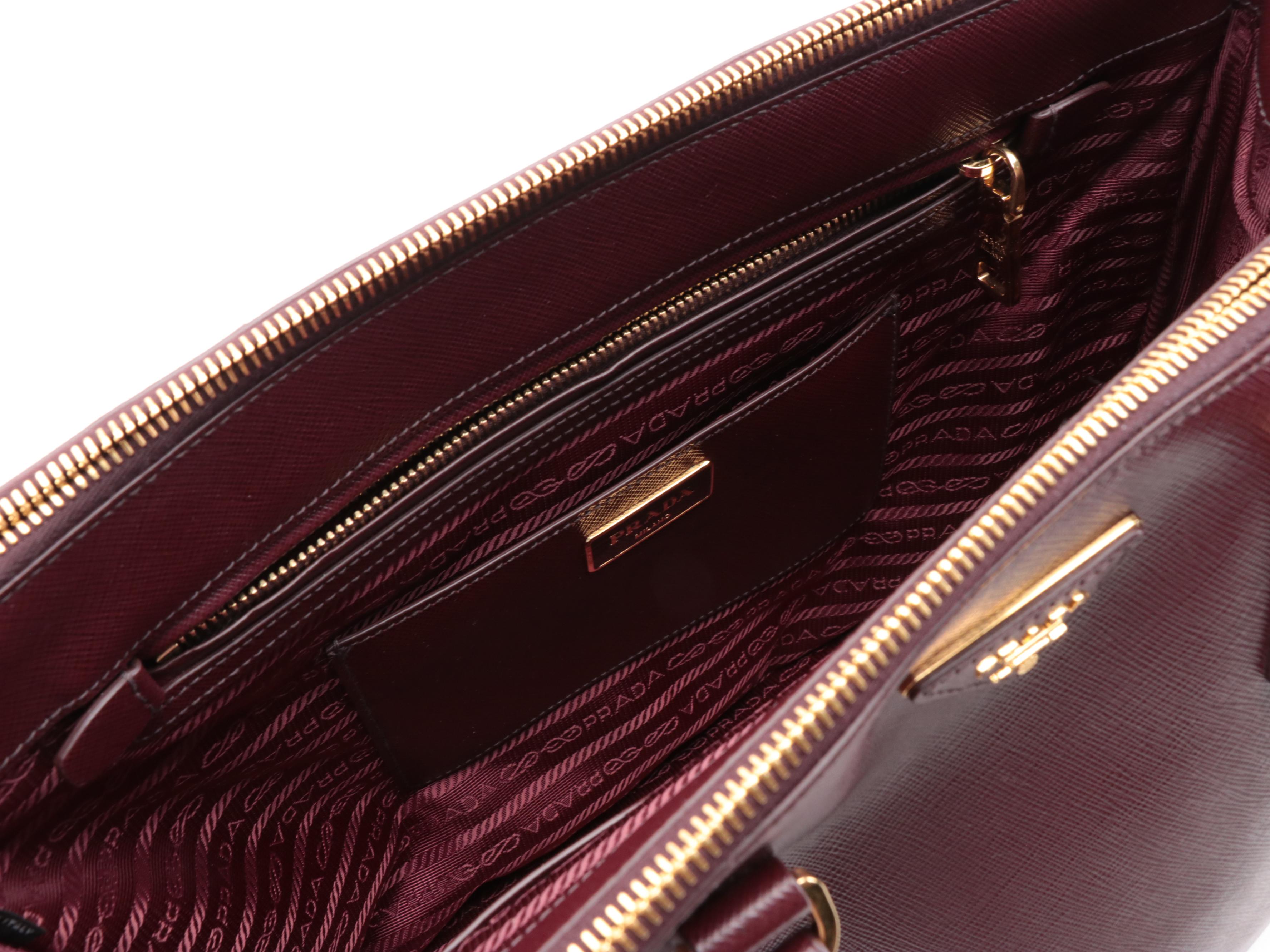 Prada Large Galleria Bag in Bordeaux Saffiano Leather