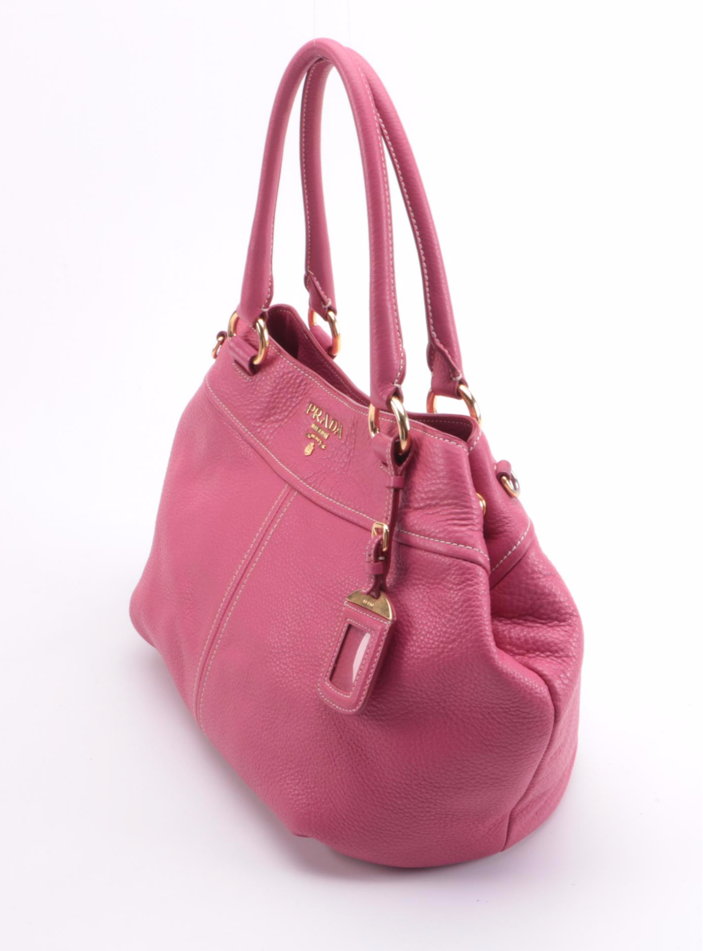 Prada Two-Way Shoulder Bag in Pink Vitello Daino Pebbled Leather