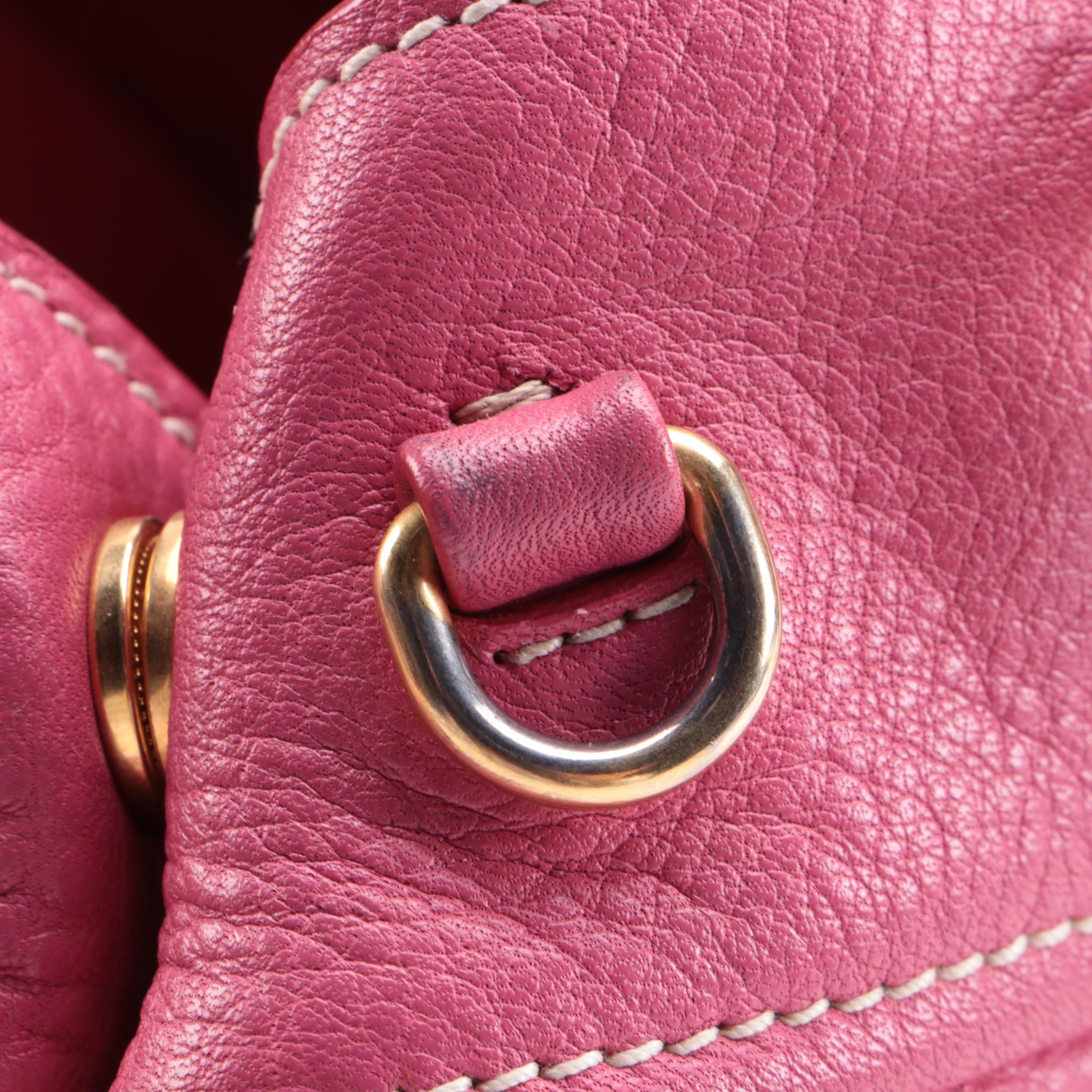 Prada Two-Way Shoulder Bag in Pink Vitello Daino Pebbled Leather