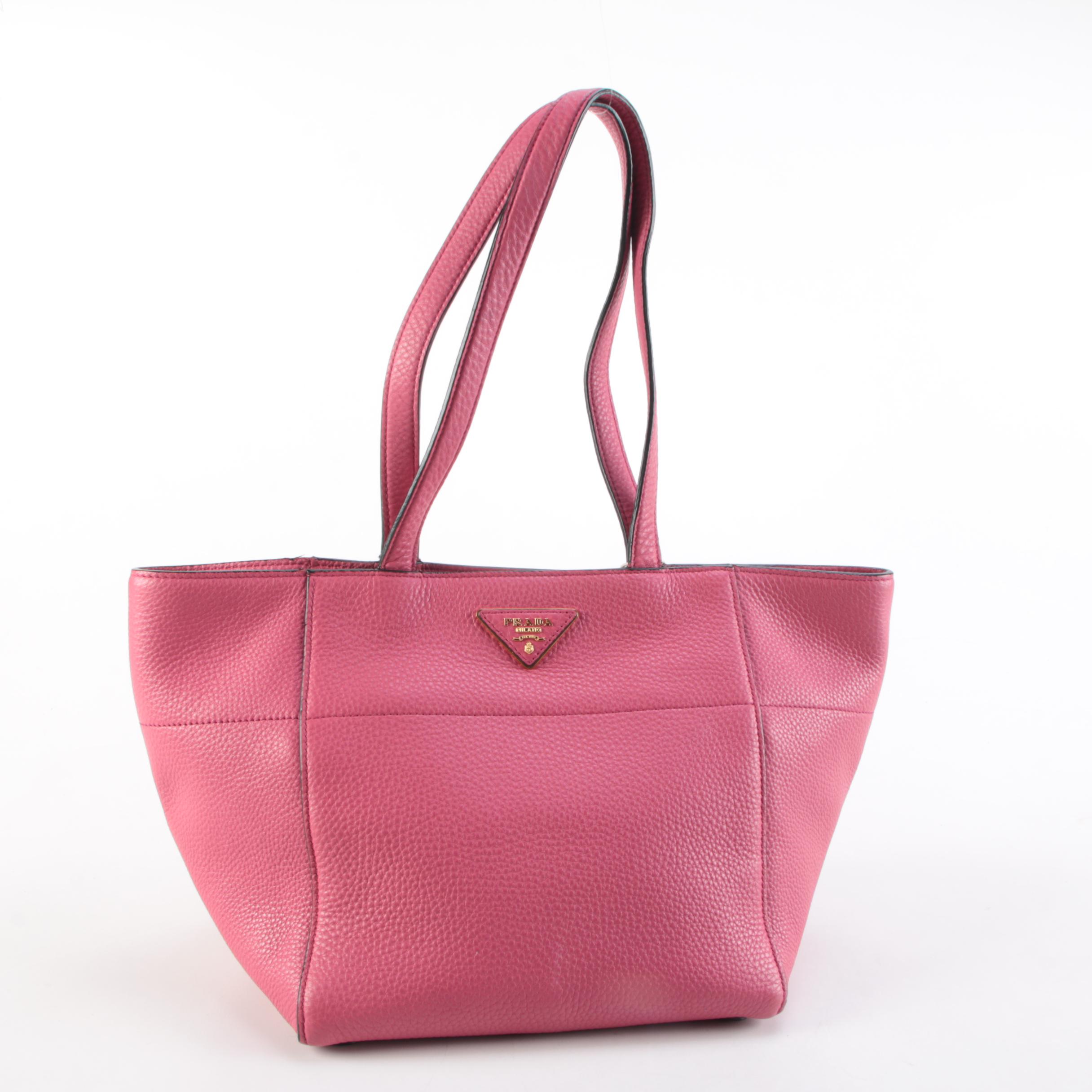 Prada Shoulder Tote Bag in Dark Pink Nappa Leather