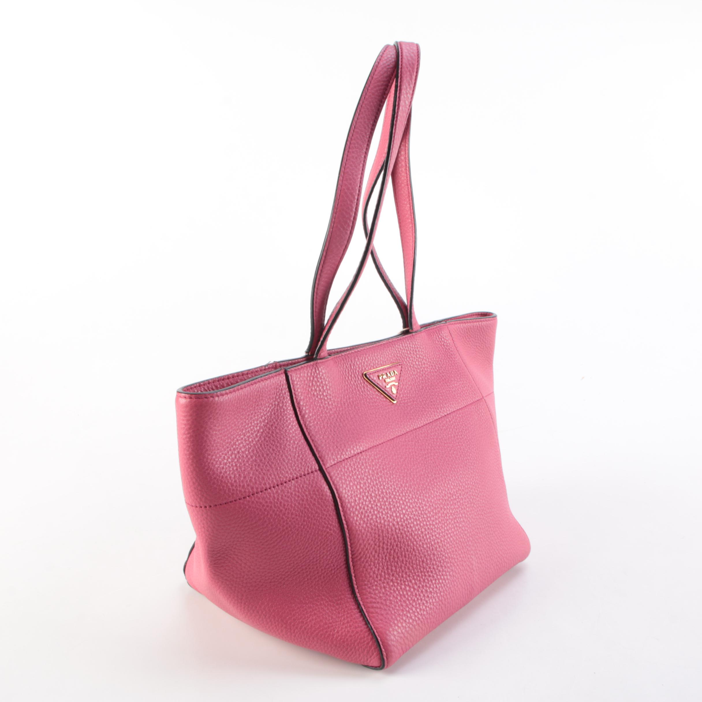 Prada Shoulder Tote Bag in Dark Pink Nappa Leather