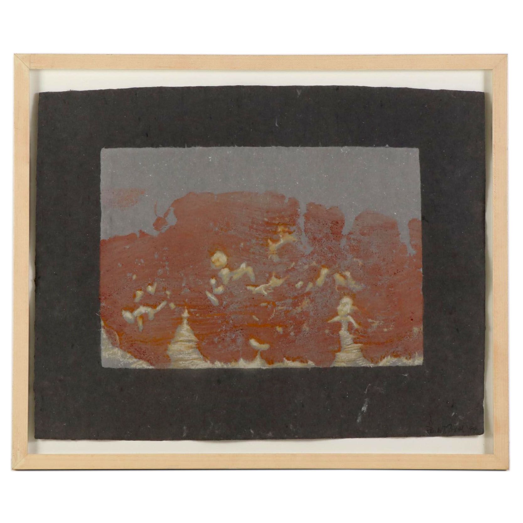 Paula Nees Gouache Painting of Abstract Composition, 1999