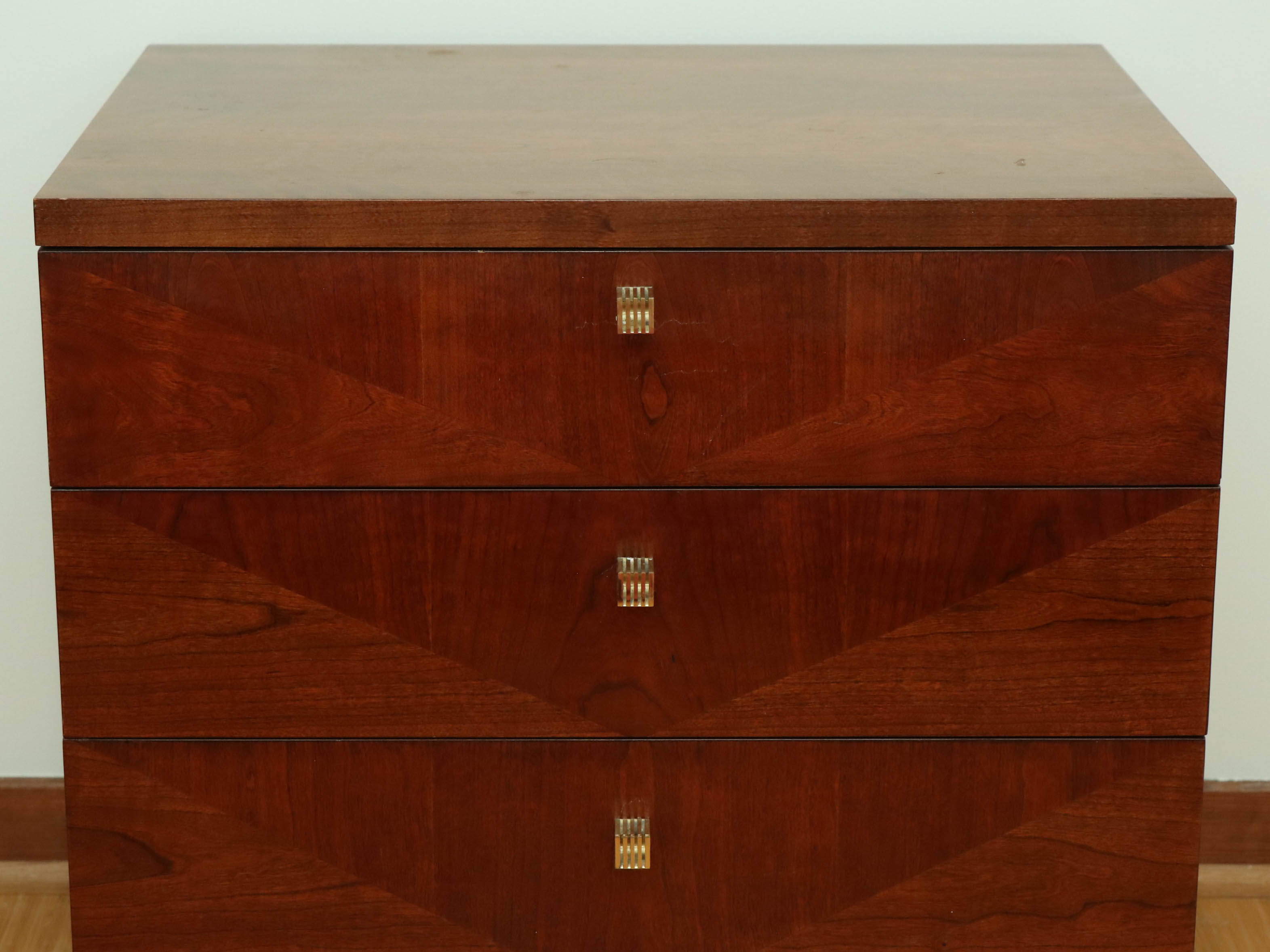 Henredon "Scene 4" Parquetry Three-Drawer Nightstand, circa 1980