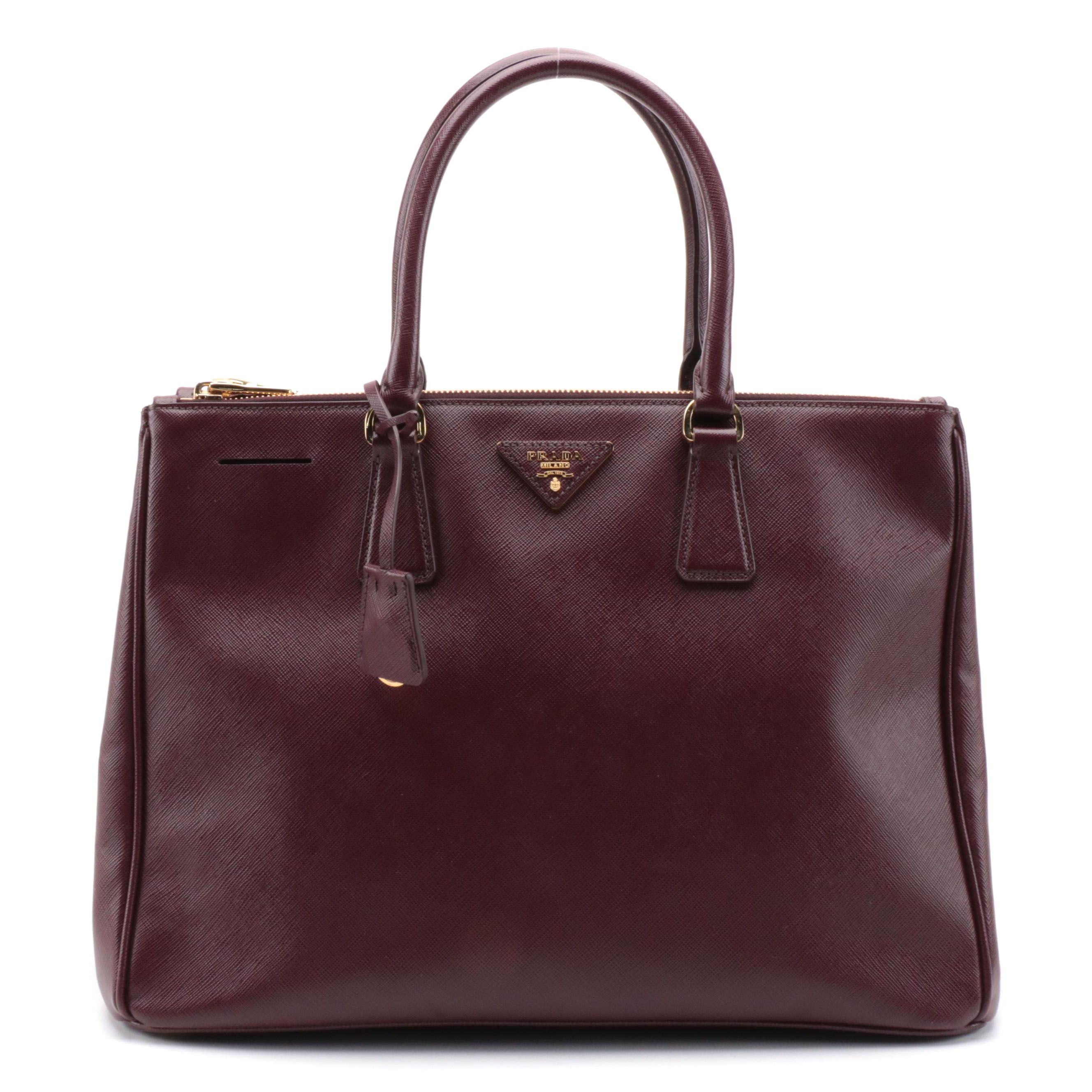 Prada Large Galleria Bag in Bordeaux Saffiano Leather