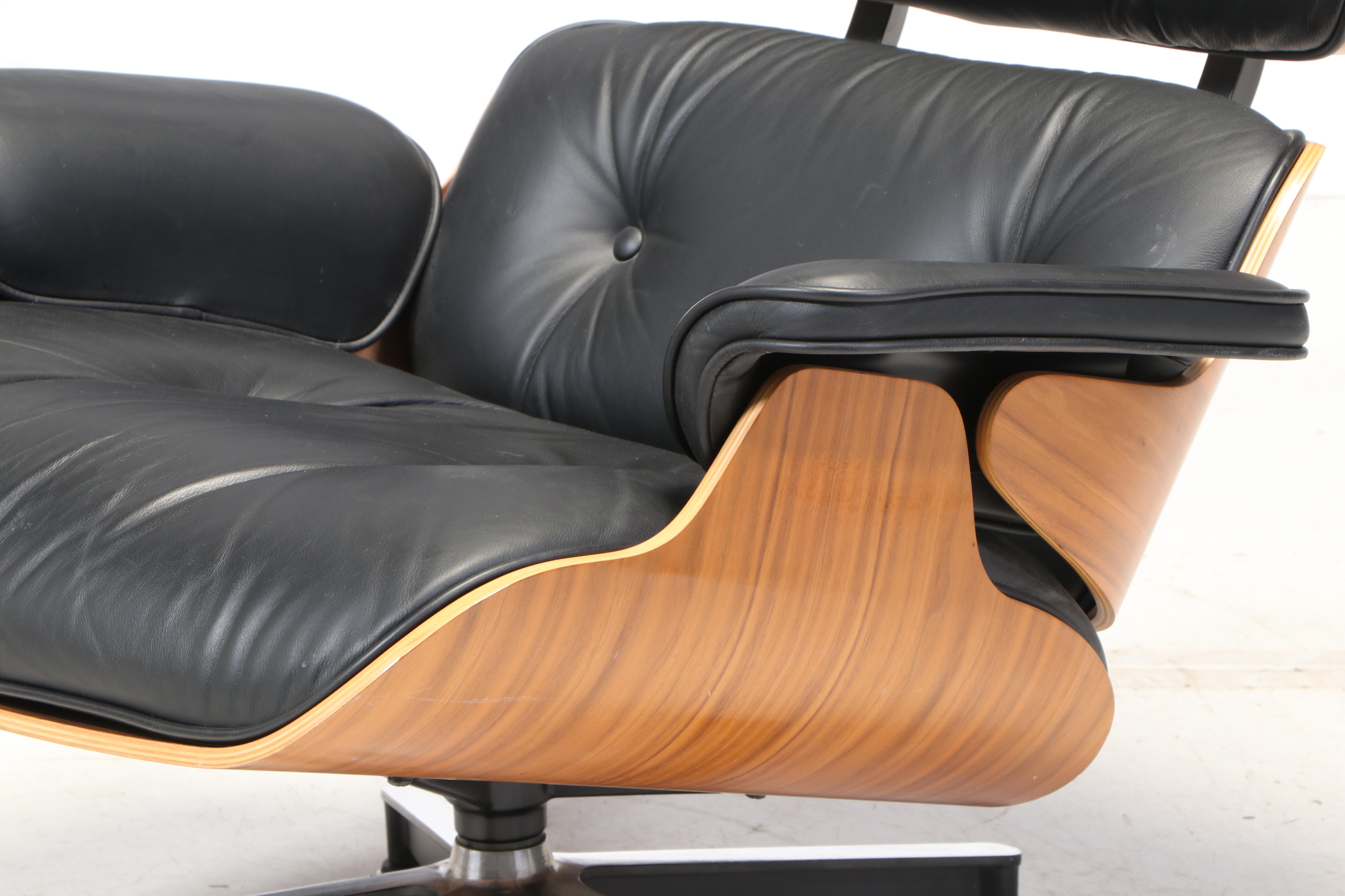 Charles & Ray Eames for Herman Miller Laminated Walnut Lounge Chair and Ottoman