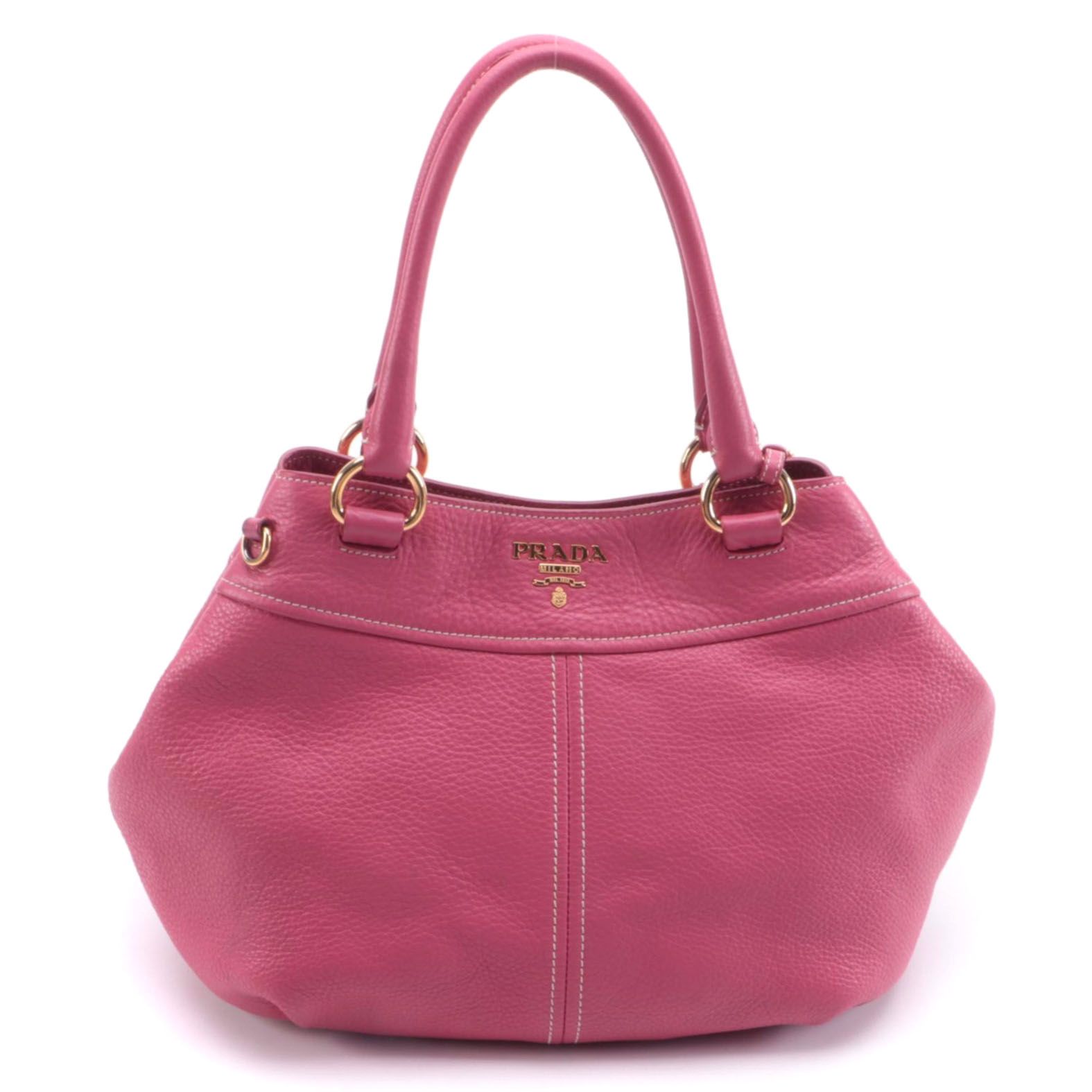 Prada Two-Way Shoulder Bag in Pink Vitello Daino Pebbled Leather