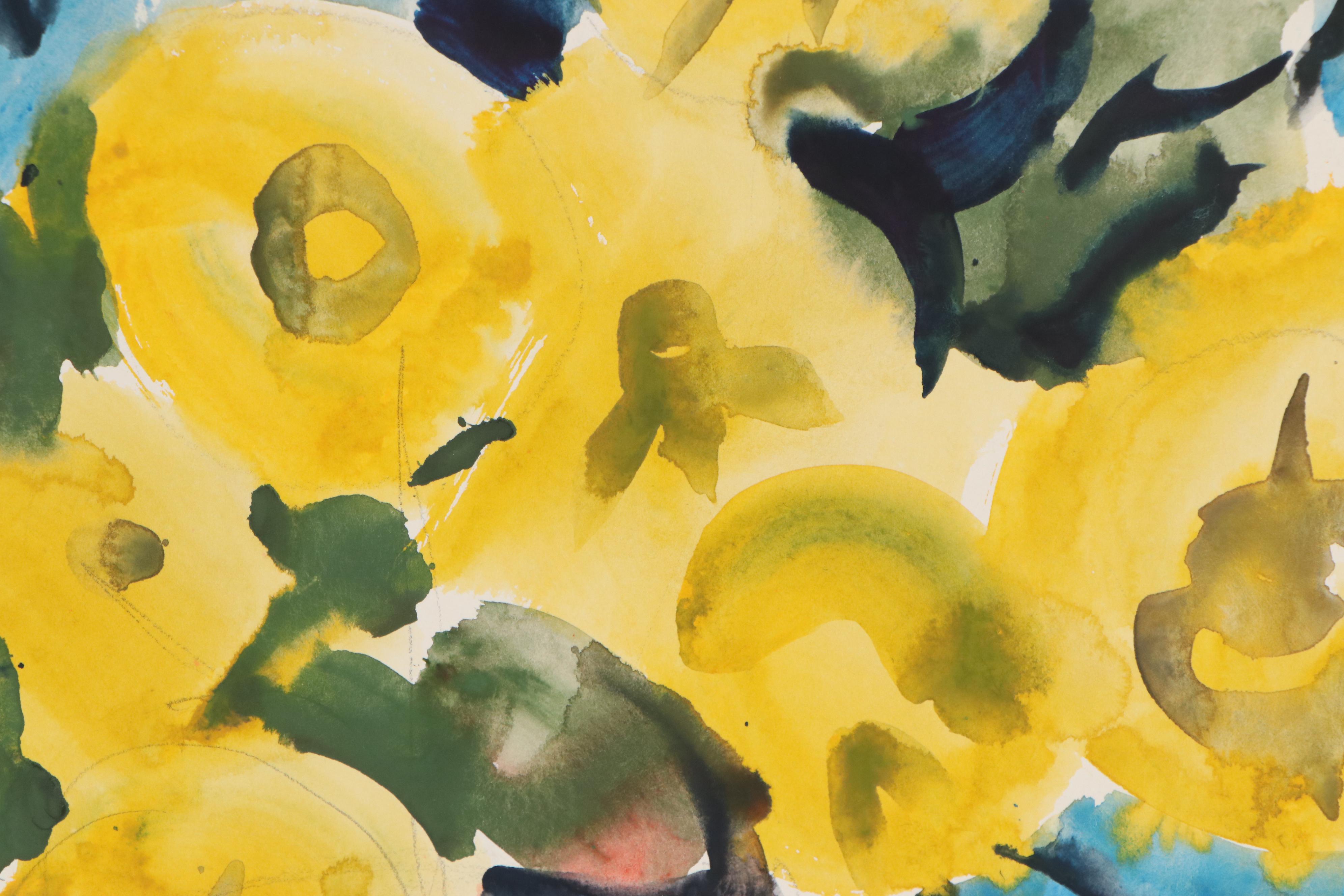 Jack Meanwell Still Life Watercolor Painting of Marigolds, 1978