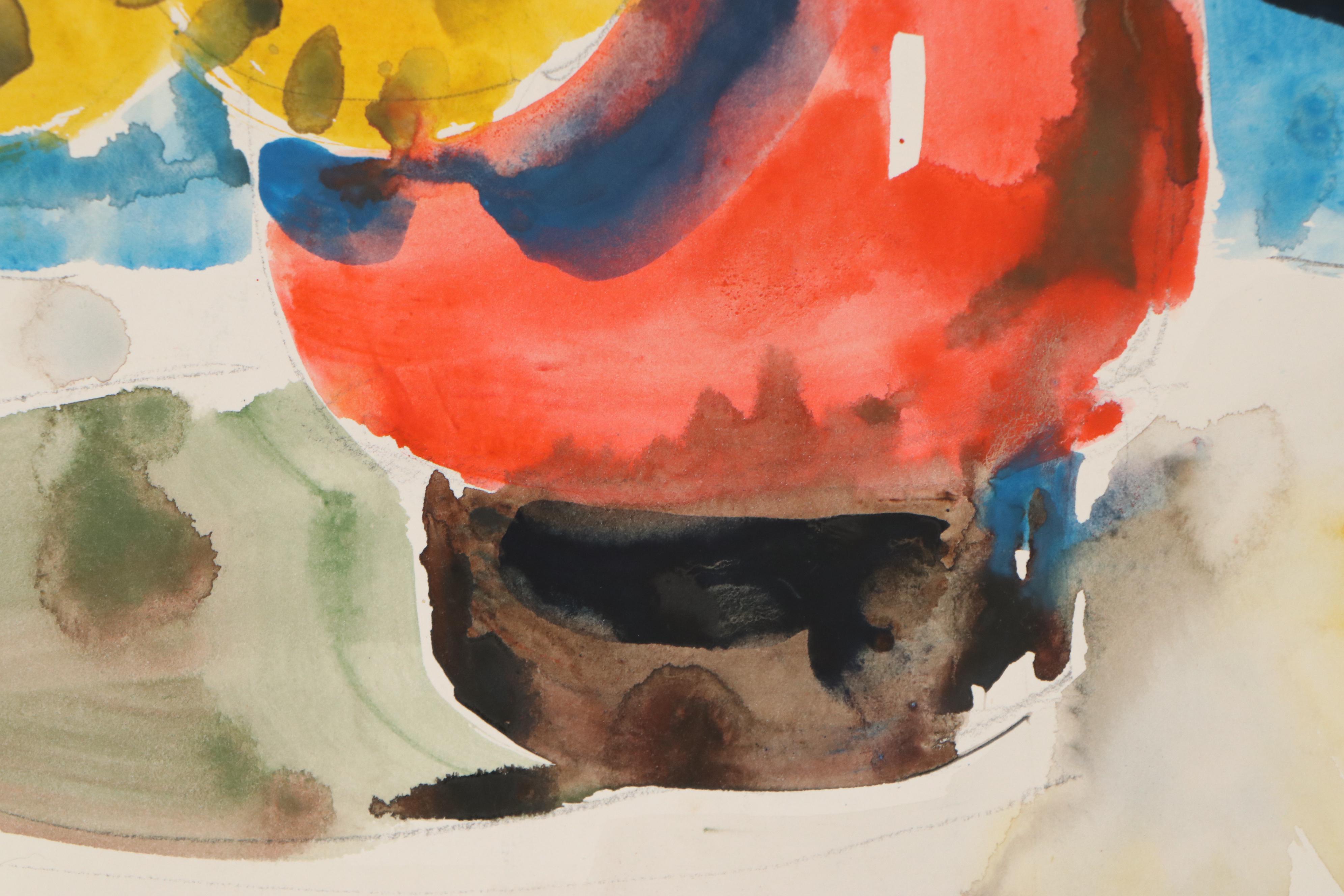 Jack Meanwell Still Life Watercolor Painting of Marigolds, 1978