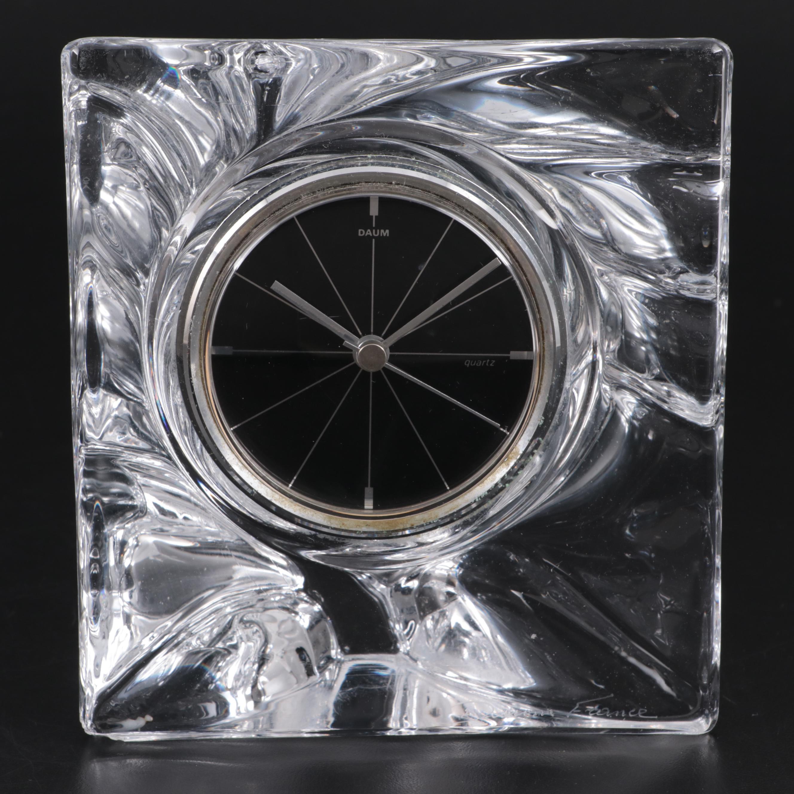 Daum Crystal Desk Clock, Late 20th to 21st Century