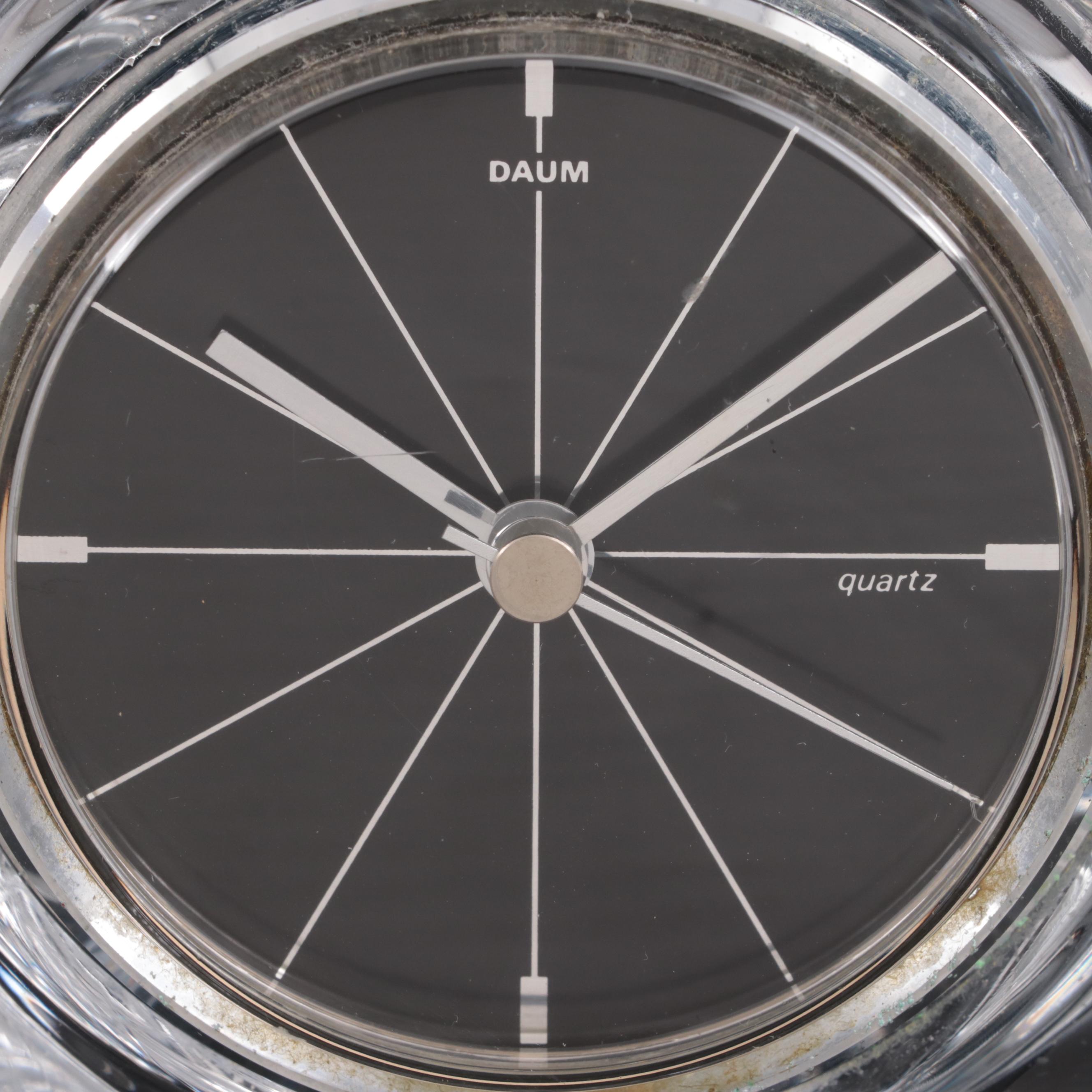 Daum Crystal Desk Clock, Late 20th to 21st Century