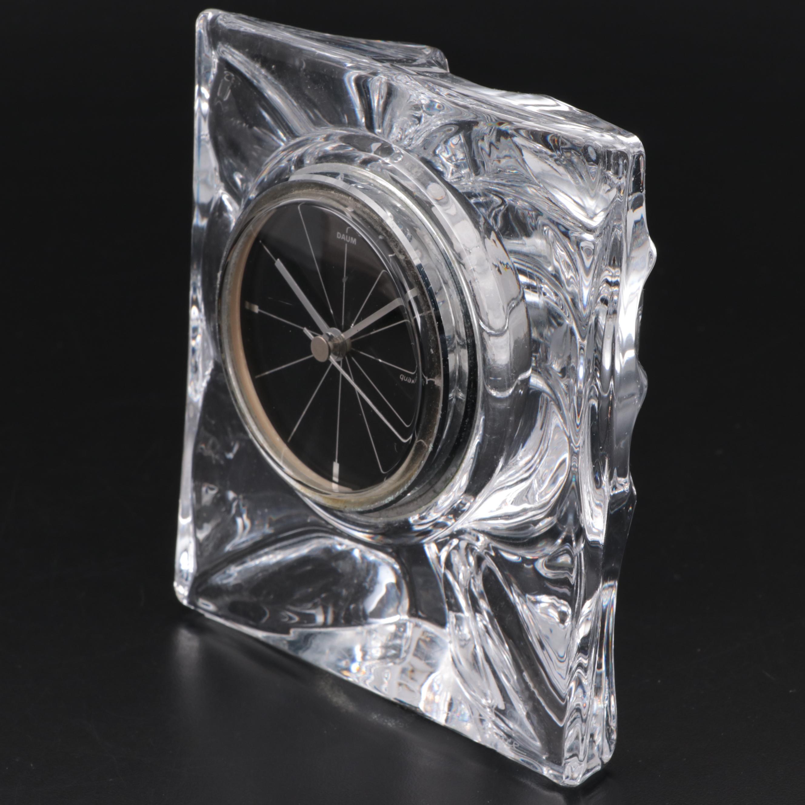 Daum Crystal Desk Clock, Late 20th to 21st Century