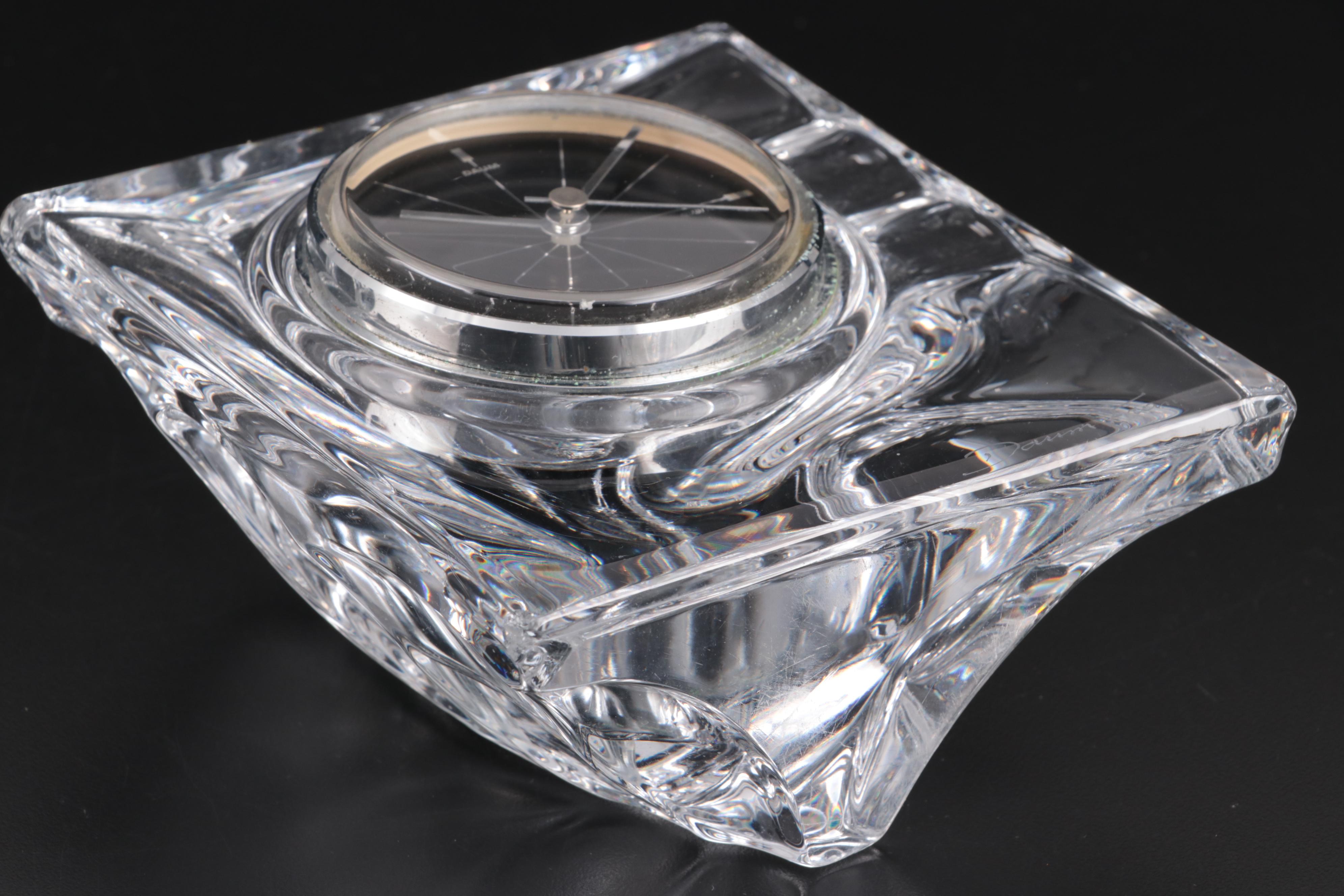 Daum Crystal Desk Clock, Late 20th to 21st Century