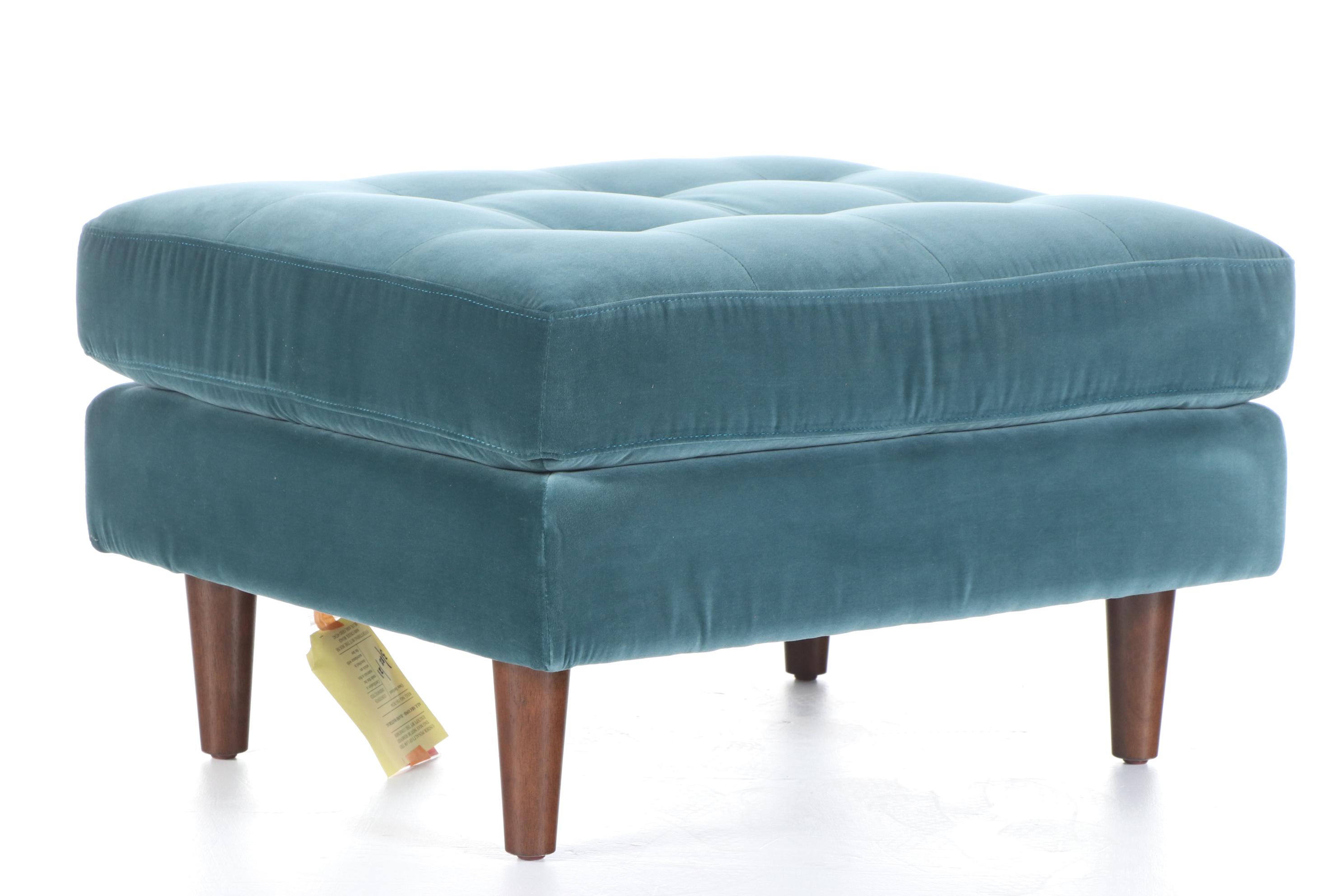 Article "Sven" Mid Century Modern Style Velvet Upholstered Ottoman