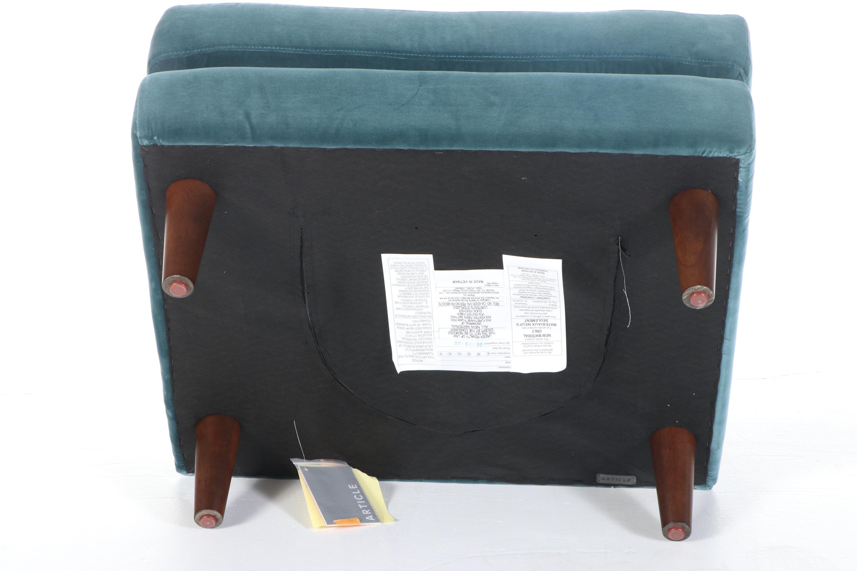 Article "Sven" Mid Century Modern Style Velvet Upholstered Ottoman