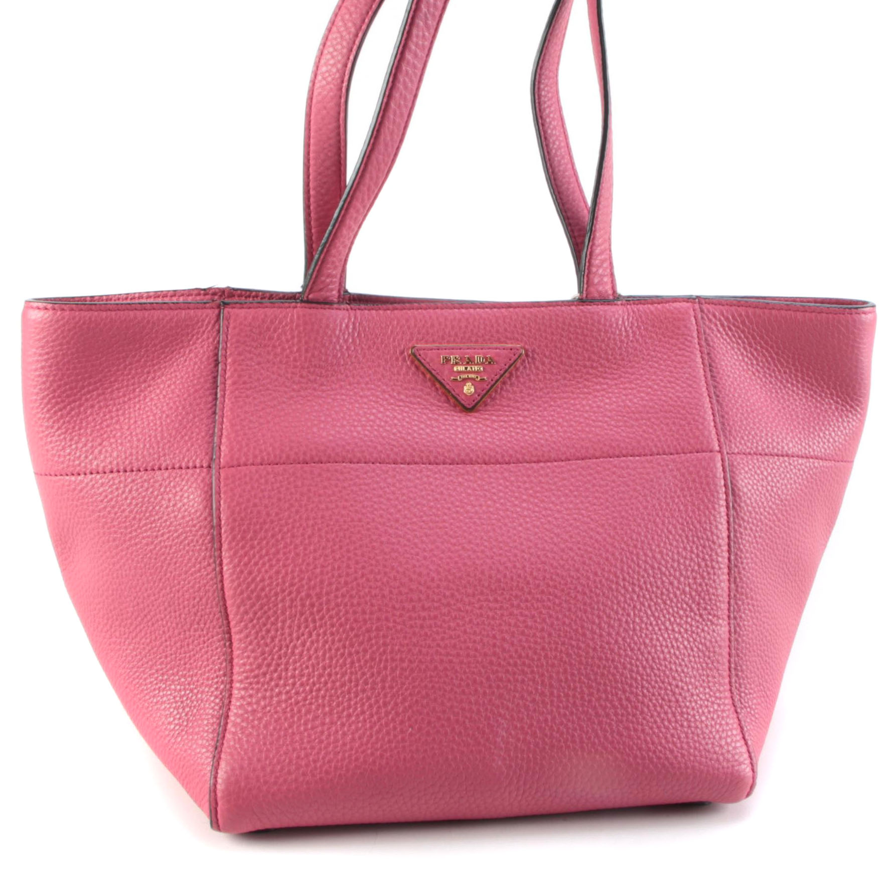 Prada Shoulder Tote Bag in Dark Pink Nappa Leather