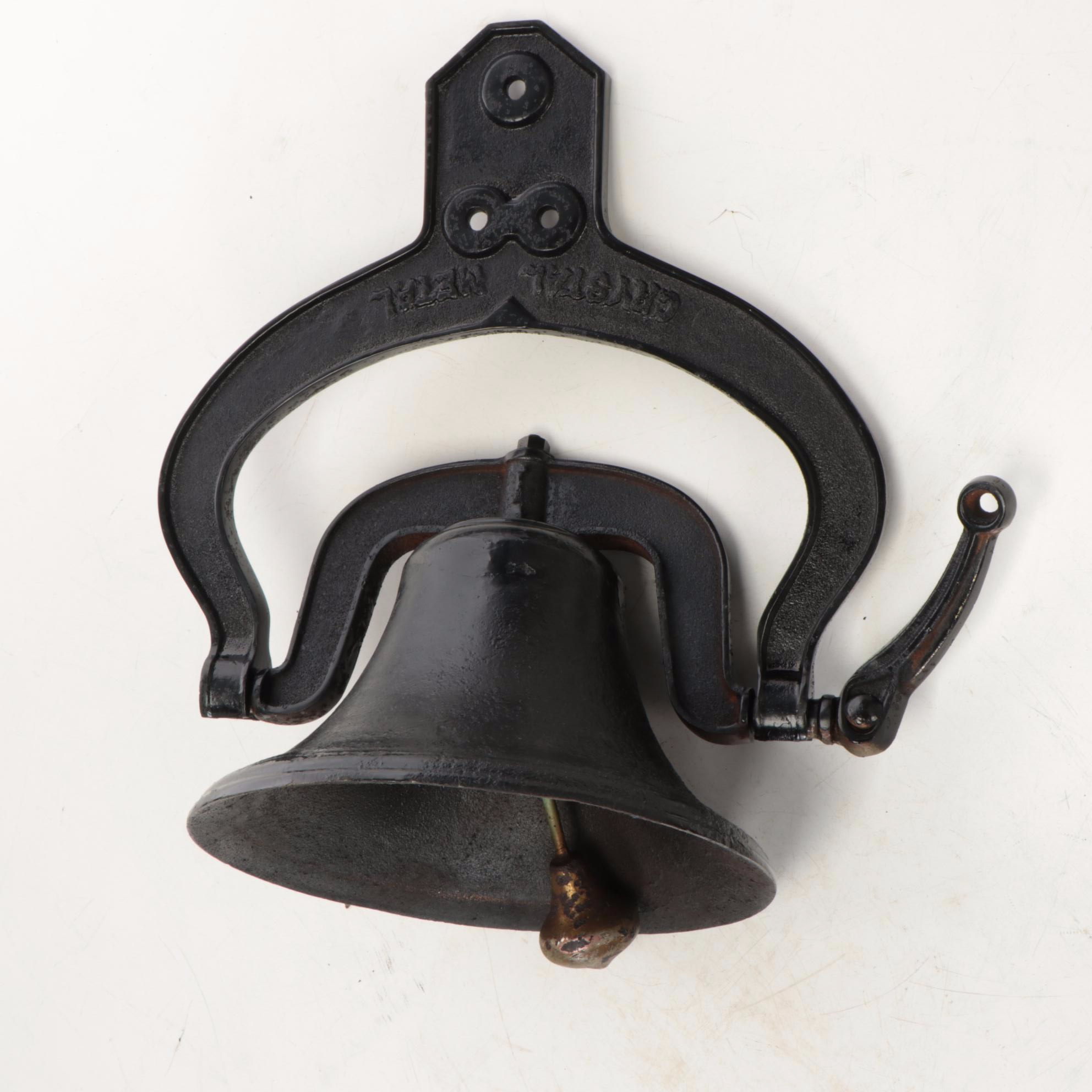 Crystal Metal No. 1 Yoke Painted Cast Iron Bell, Antique