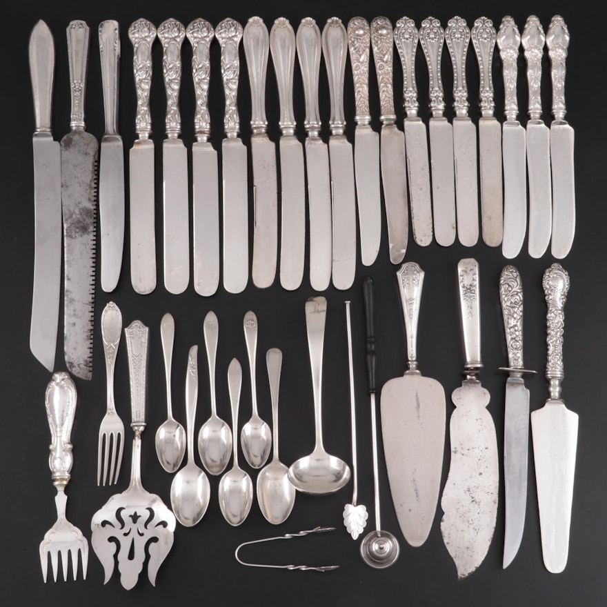 Gorham and Other Sterling Silver Handled Knives and Serving Utensils