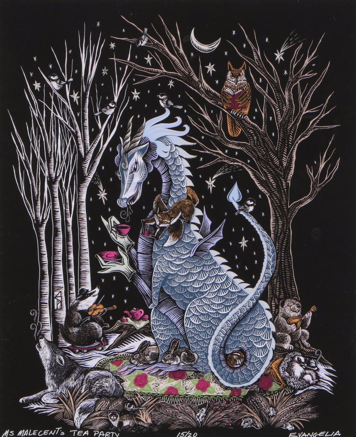 Evangelia Philippidis Giclée "Ms. Malecent's Tea Party," 2019