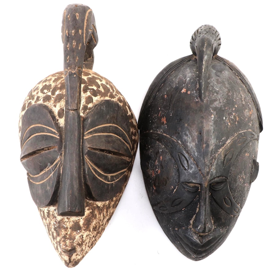 Igbo Style Handcrafted Wood Masks, West Africa