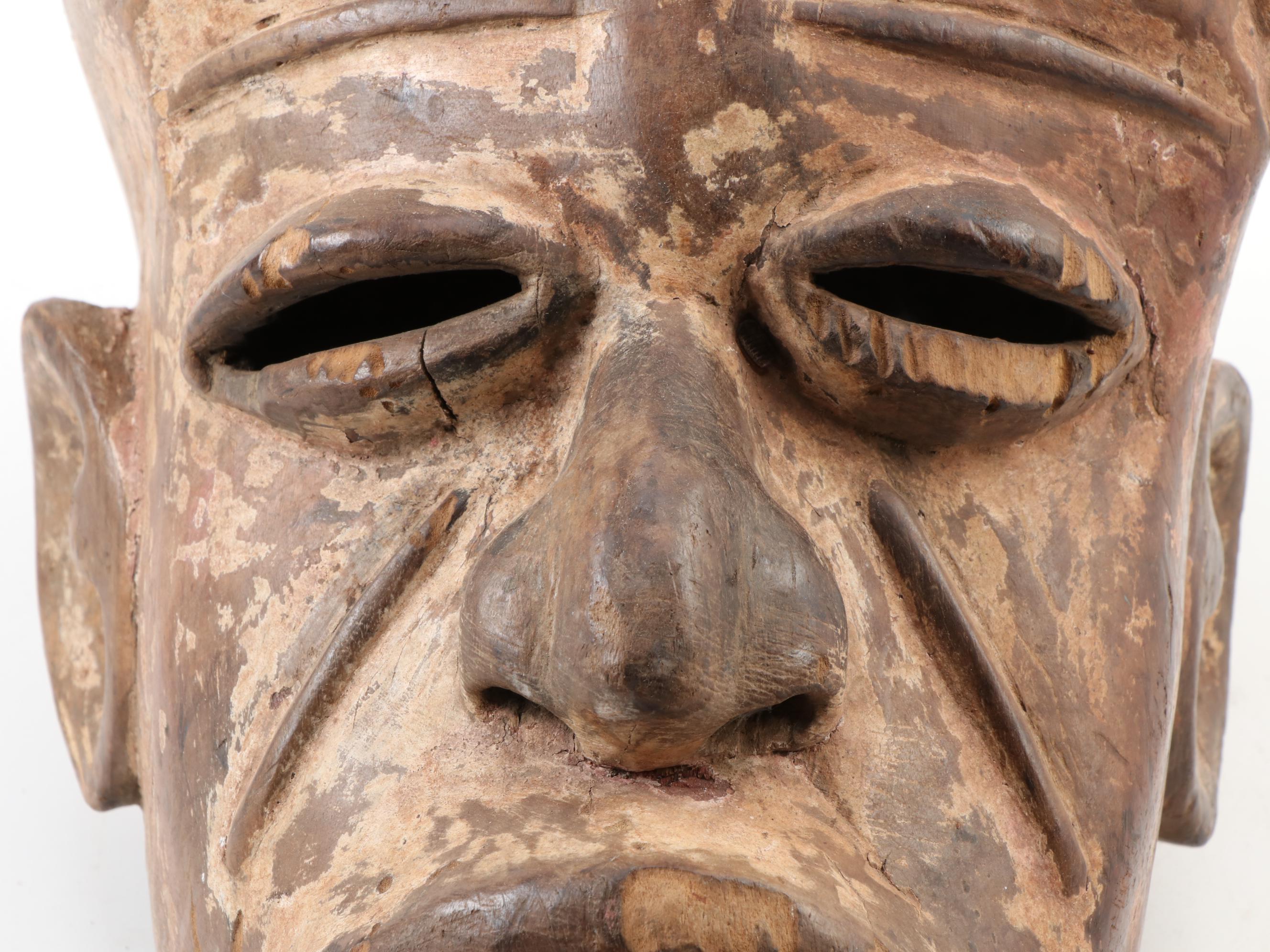 Igbo Style Carved Wood Helmet Mask, West Africa