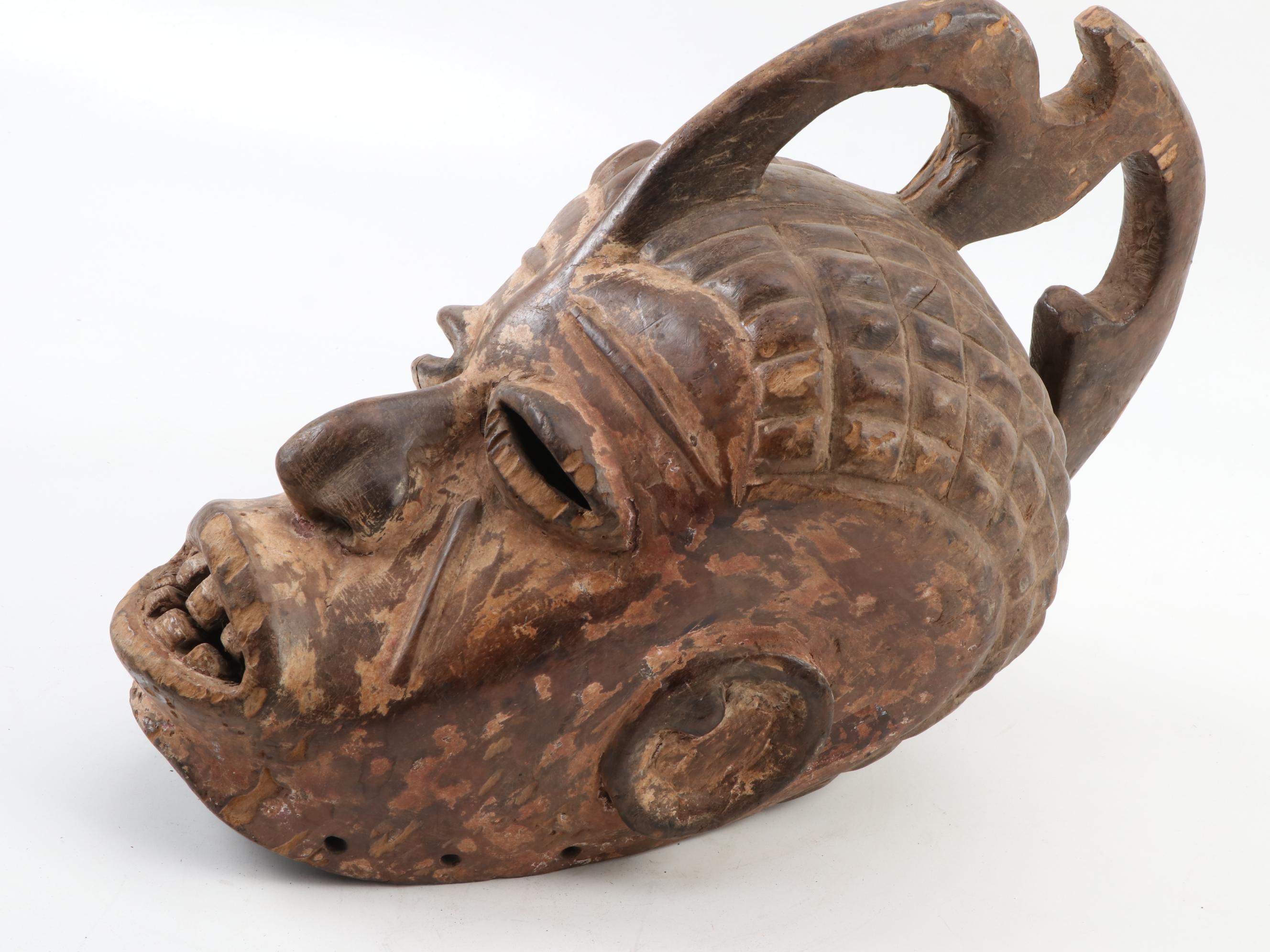 Igbo Style Carved Wood Helmet Mask, West Africa