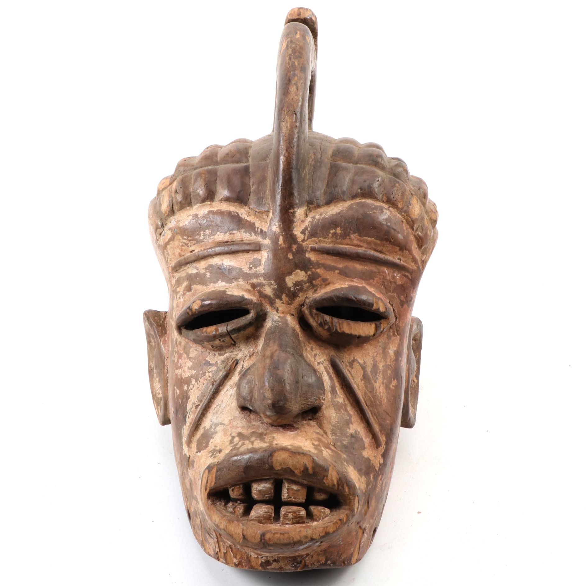 Igbo Style Carved Wood Helmet Mask, West Africa