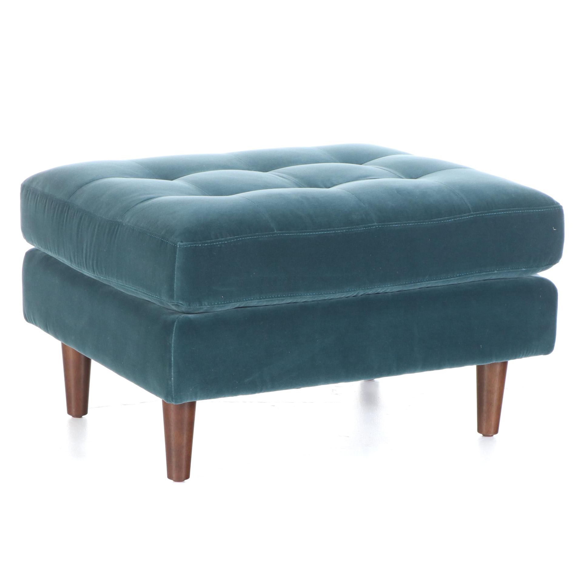Article "Sven" Mid Century Modern Style Velvet Upholstered Ottoman