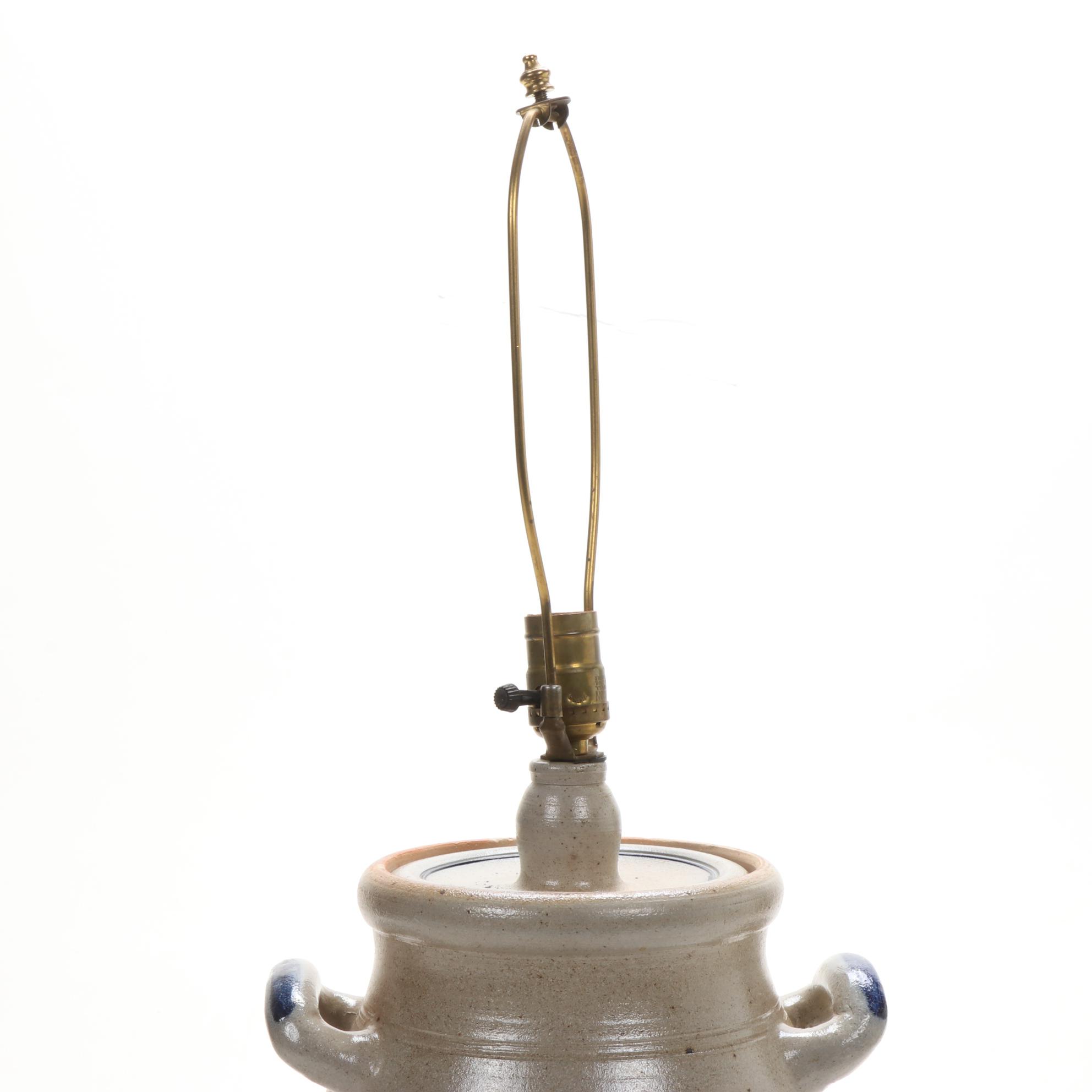 Rowe Pottery Works for Ethan Allen Salt Glazed Stoneware Crock Lamp