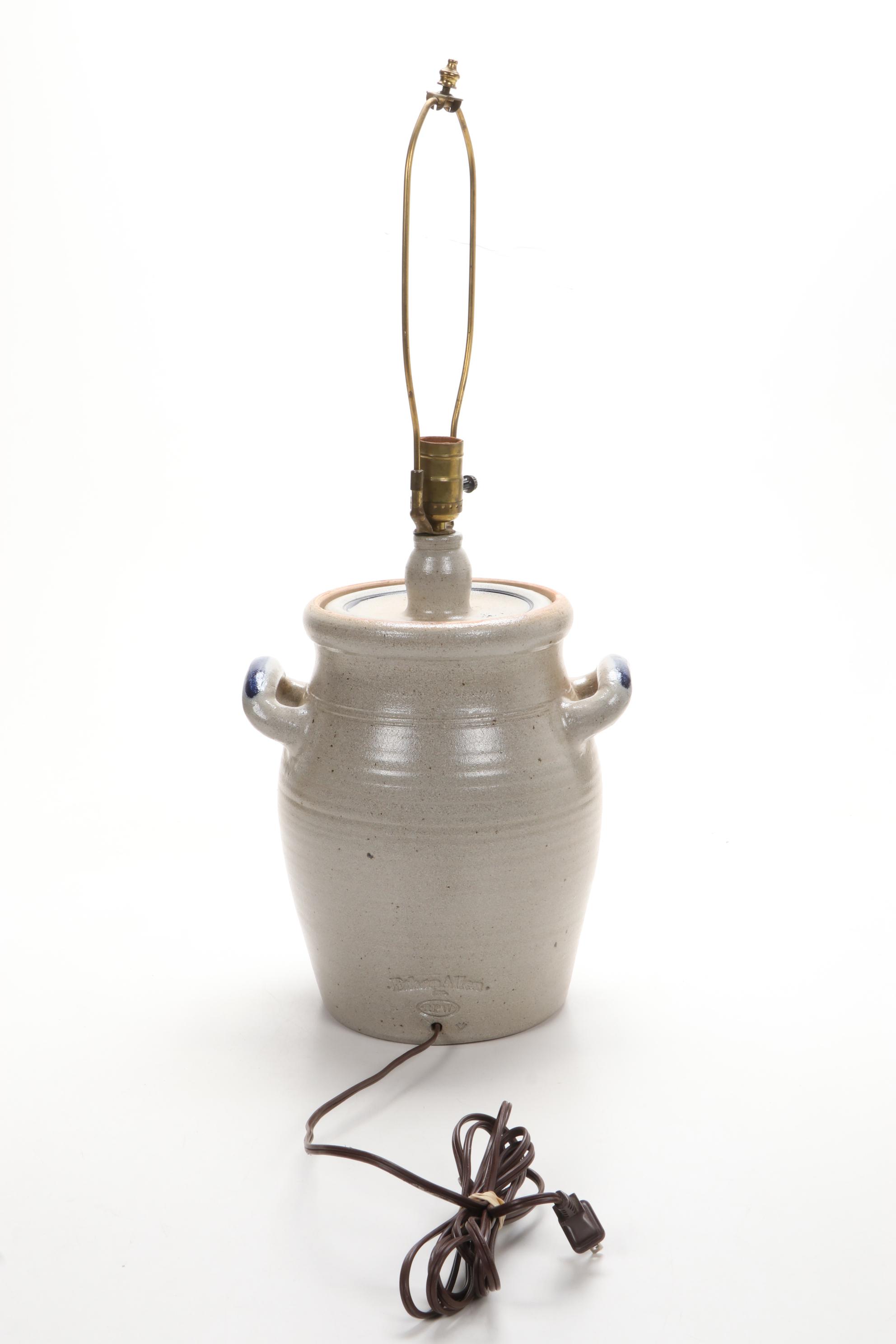 Rowe Pottery Works for Ethan Allen Salt Glazed Stoneware Crock Lamp