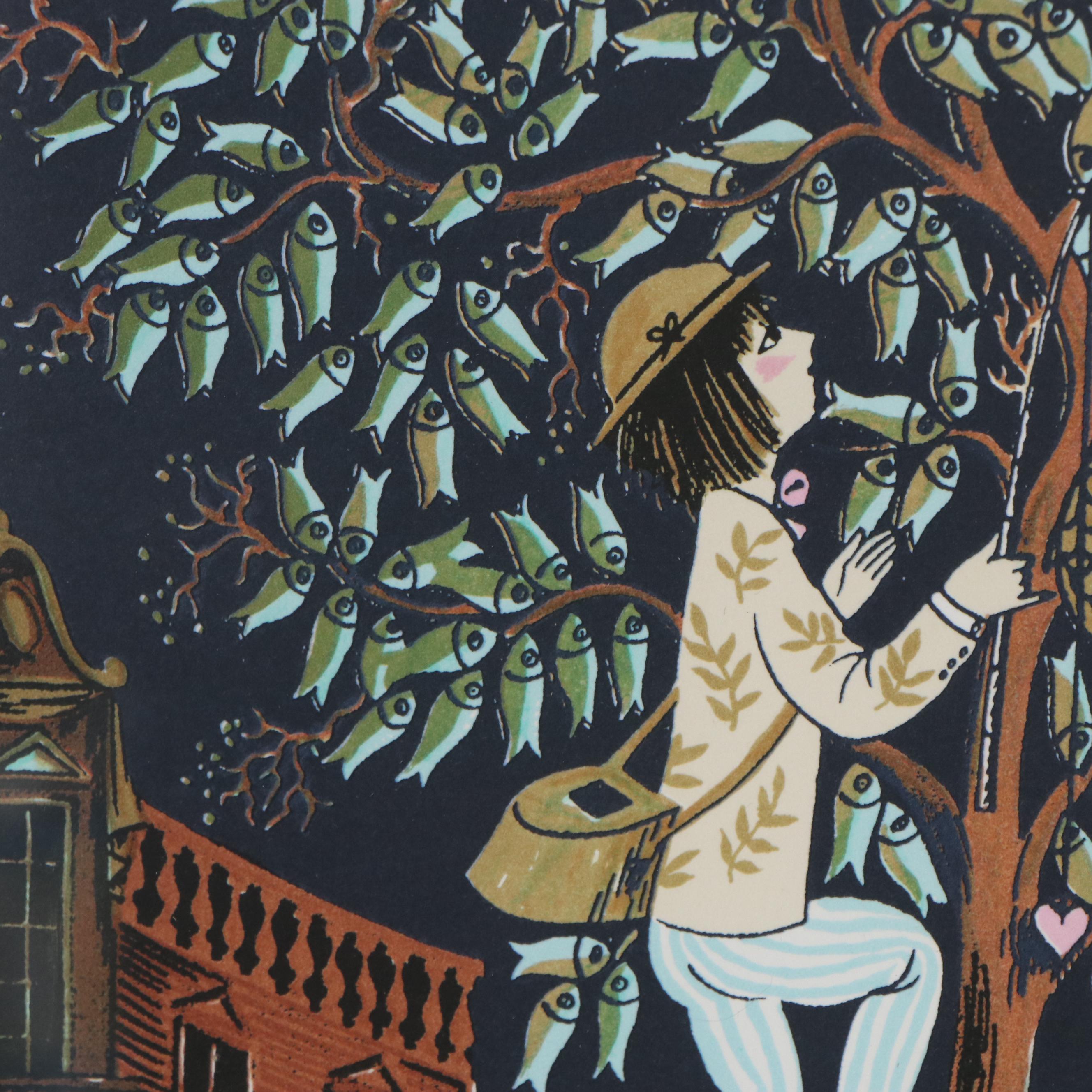 Raymond Peynet Lithograph "Le Rêve du Pêcheur," Late 20th Century