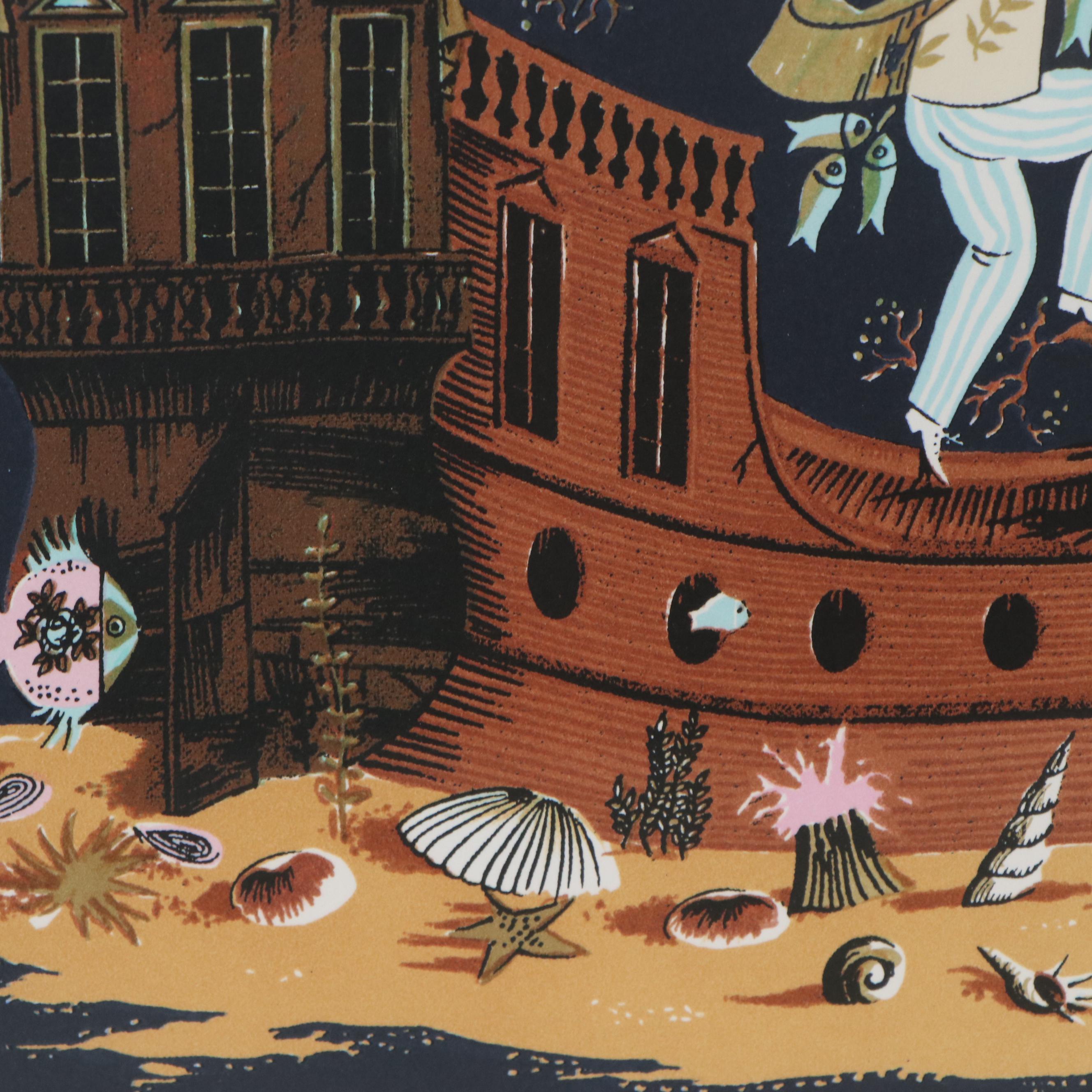 Raymond Peynet Lithograph "Le Rêve du Pêcheur," Late 20th Century