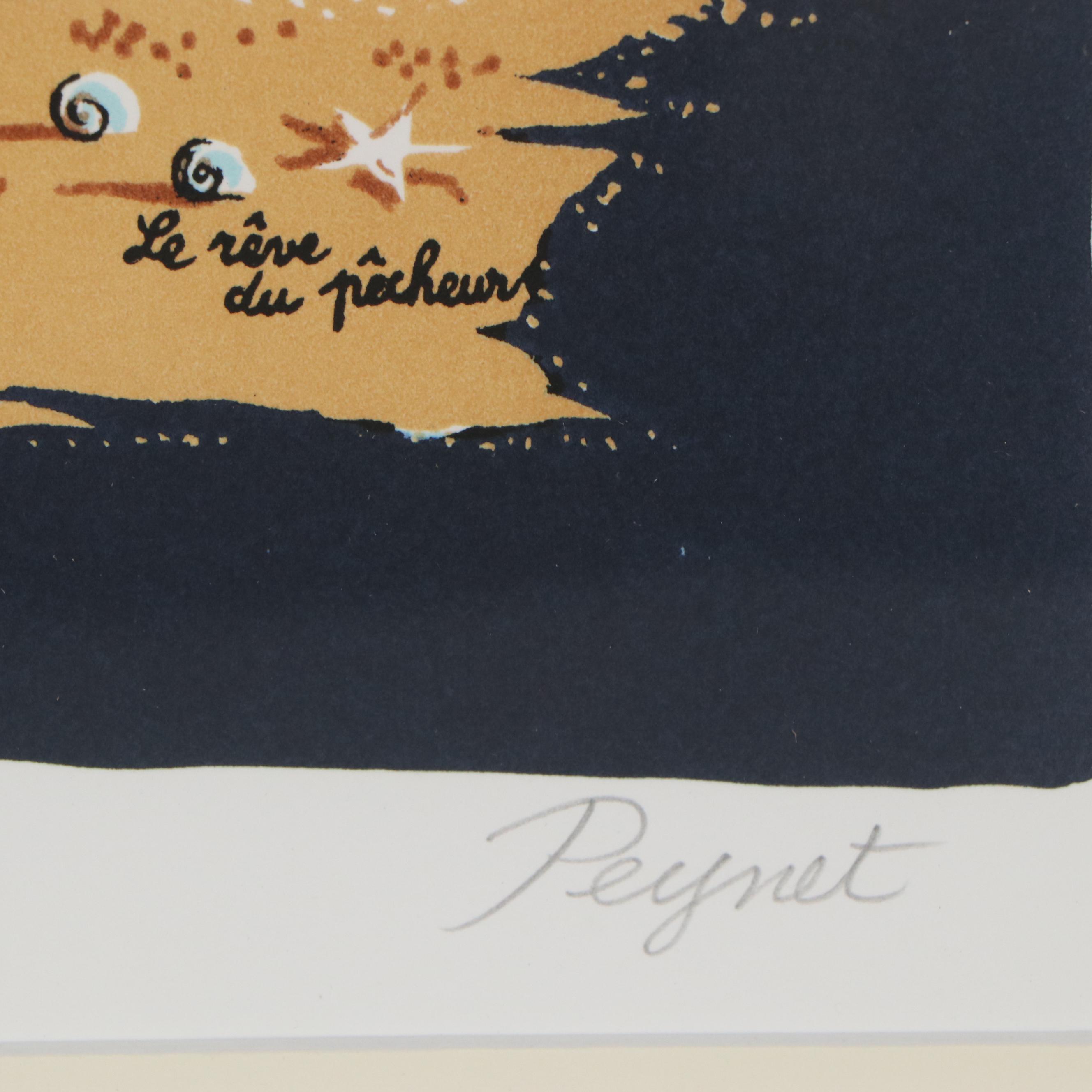 Raymond Peynet Lithograph "Le Rêve du Pêcheur," Late 20th Century