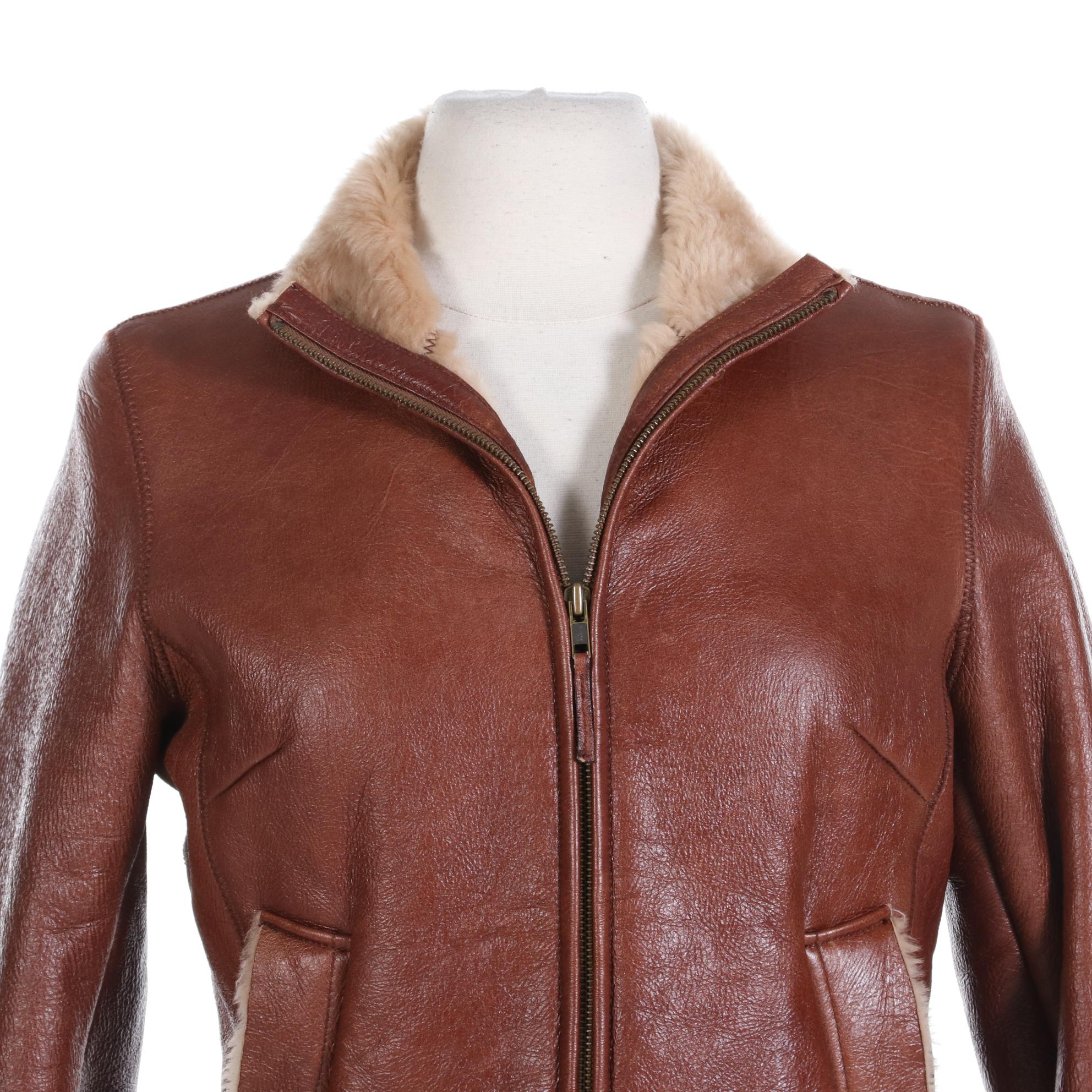Banana Republic Lambskin Shearling Aviator Style Jacket