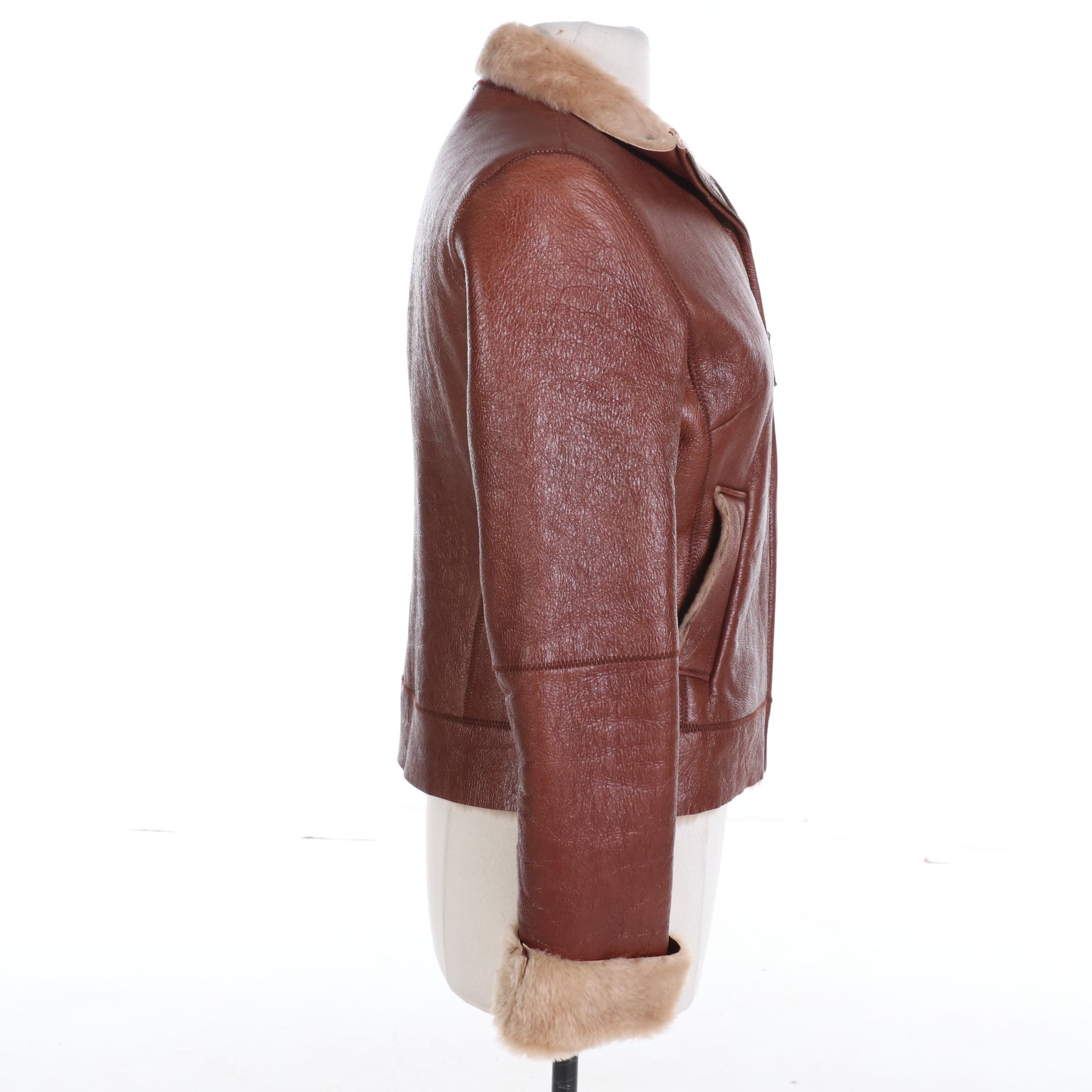 Banana Republic Lambskin Shearling Aviator Style Jacket