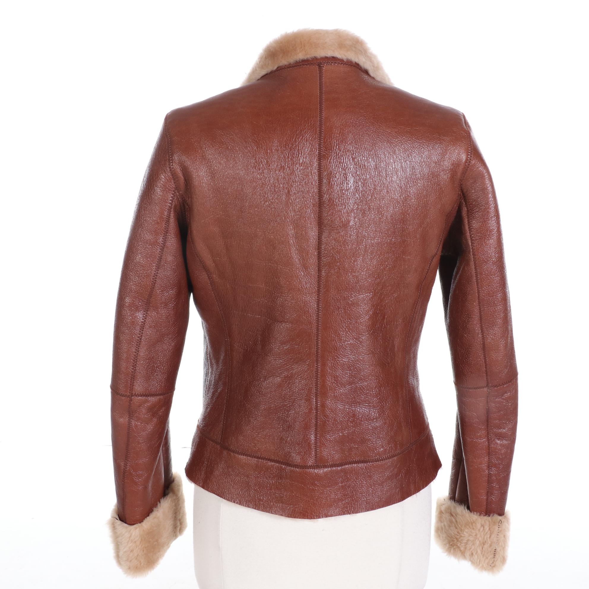 Banana Republic Lambskin Shearling Aviator Style Jacket