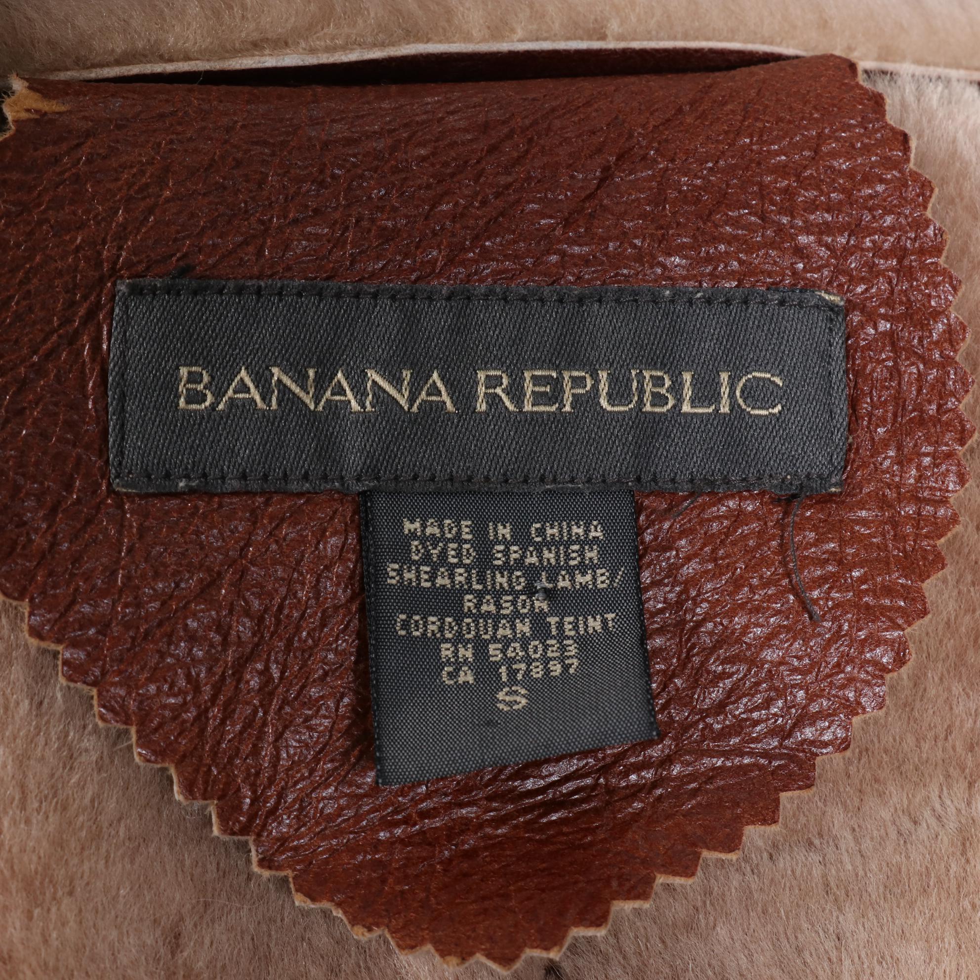 Banana Republic Lambskin Shearling Aviator Style Jacket