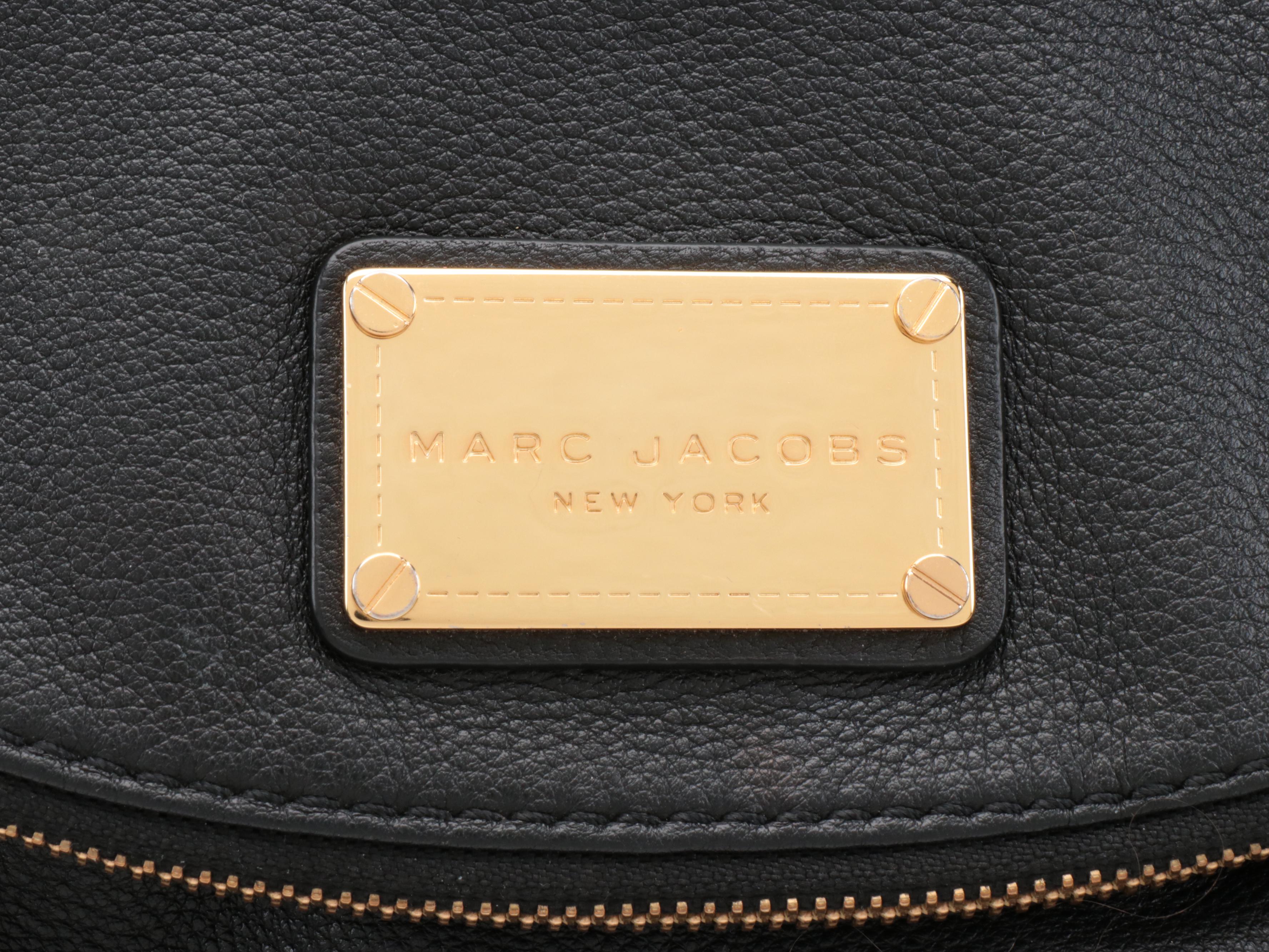 Marc Jacobs Saddle Bag in Black Leather with Kate Spade Purple Dot Bow Wallet