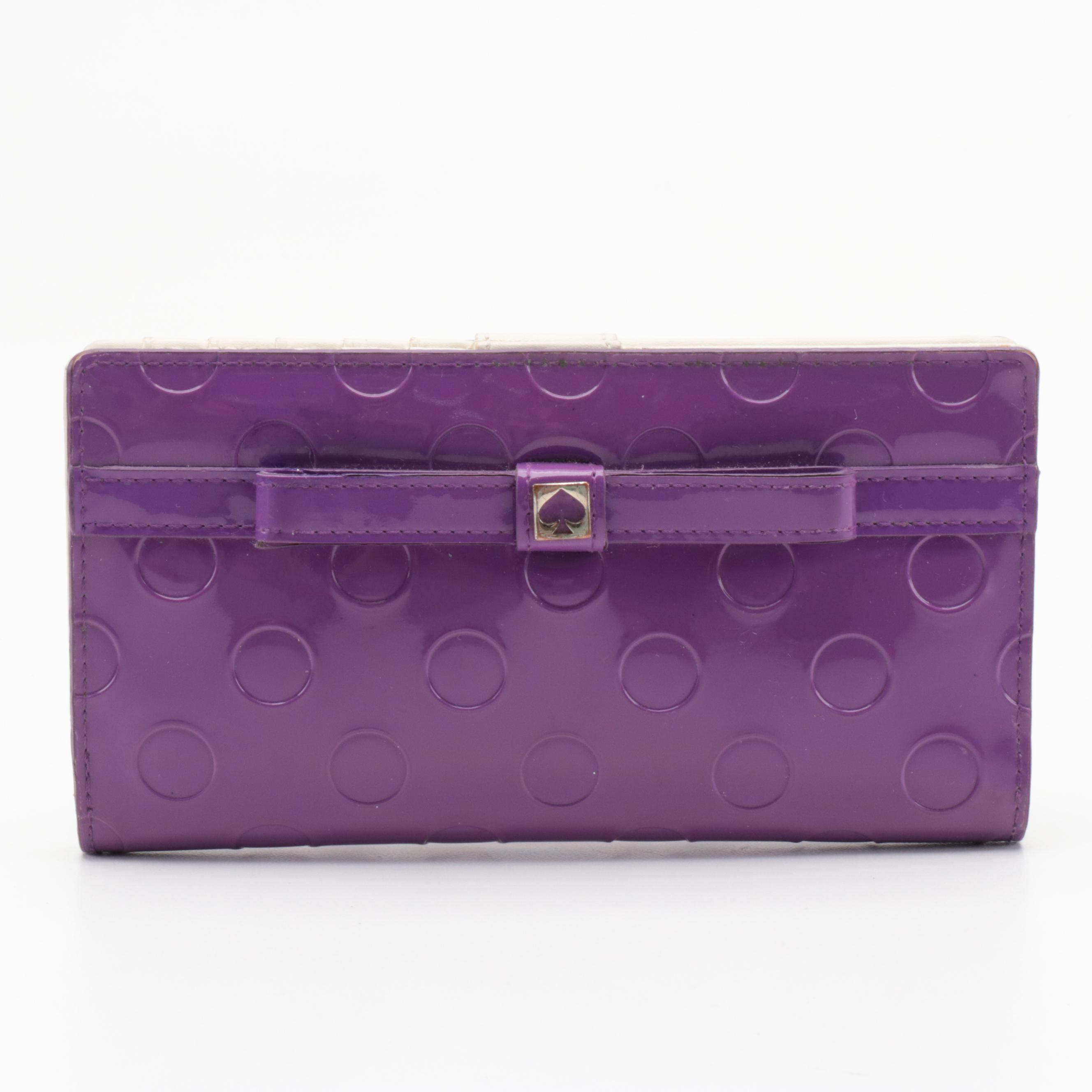 Marc Jacobs Saddle Bag in Black Leather with Kate Spade Purple Dot Bow Wallet