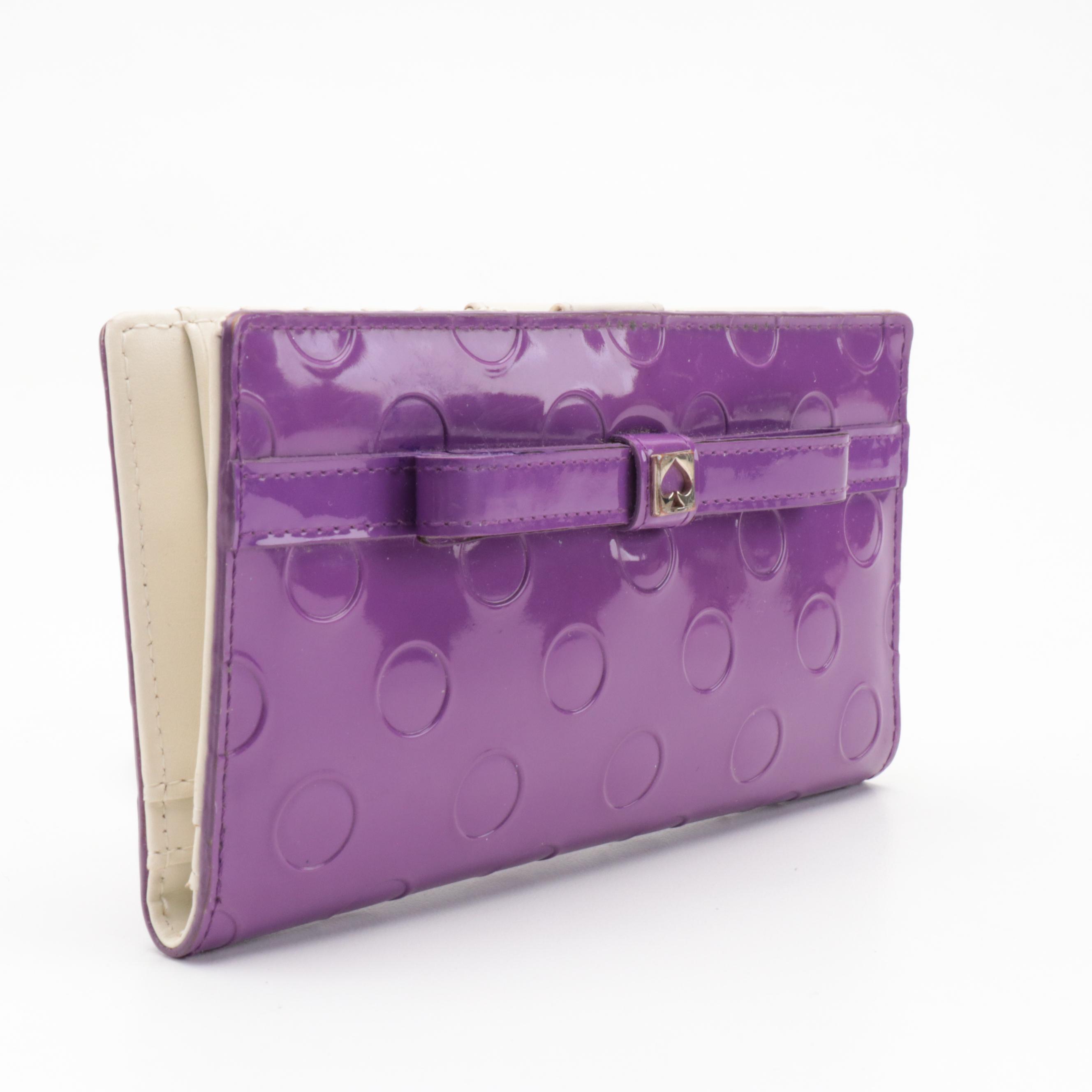 Marc Jacobs Saddle Bag in Black Leather with Kate Spade Purple Dot Bow Wallet