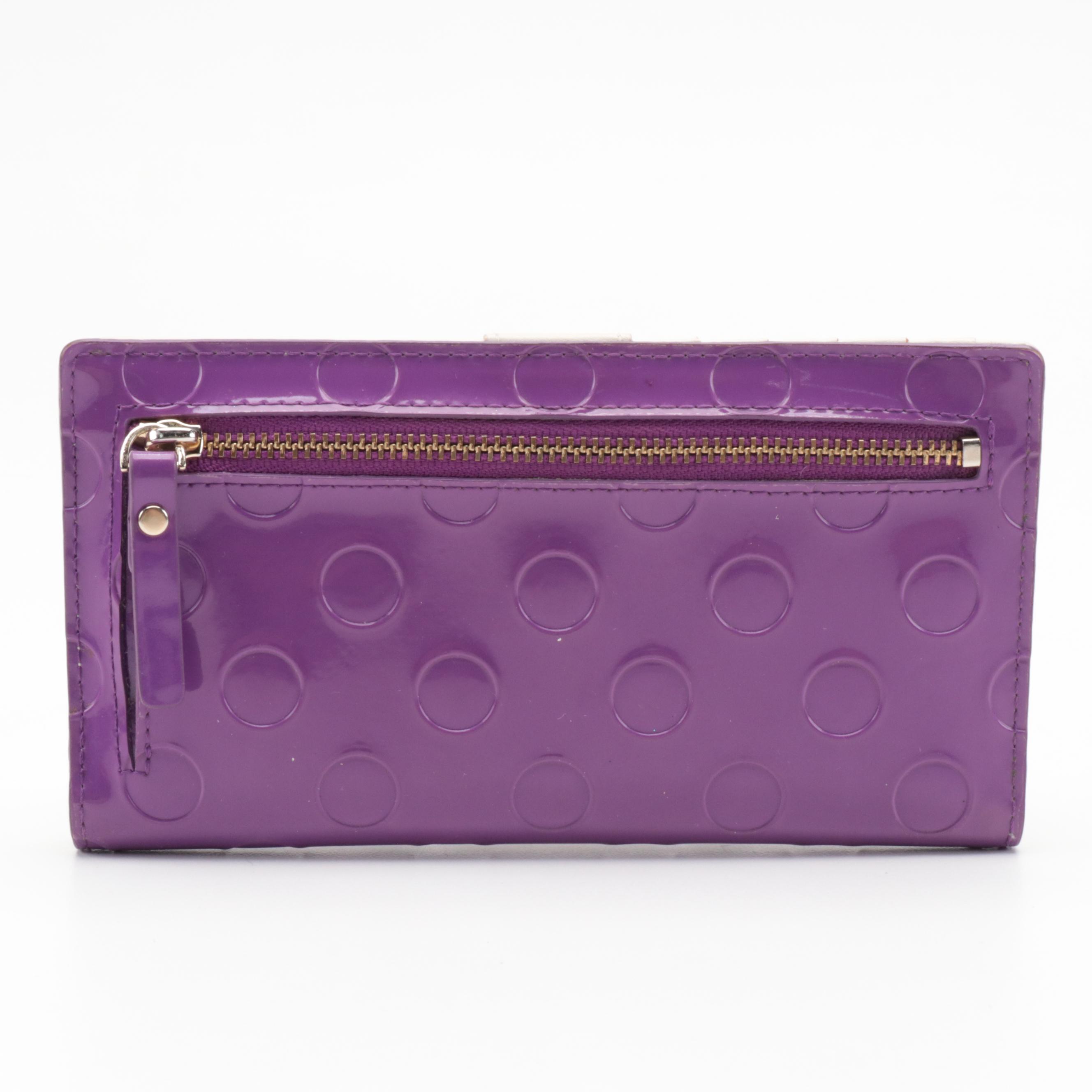 Marc Jacobs Saddle Bag in Black Leather with Kate Spade Purple Dot Bow Wallet