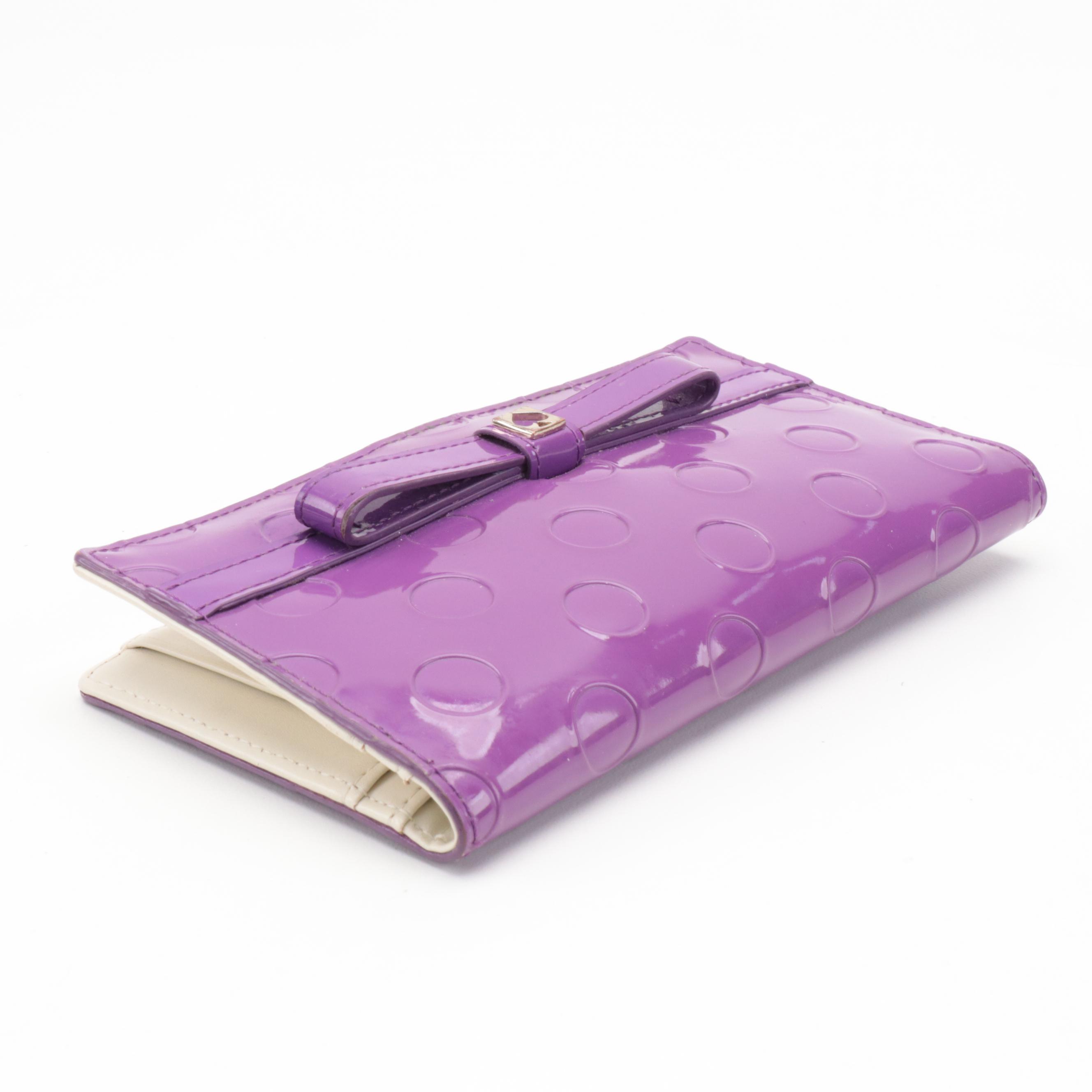 Marc Jacobs Saddle Bag in Black Leather with Kate Spade Purple Dot Bow Wallet